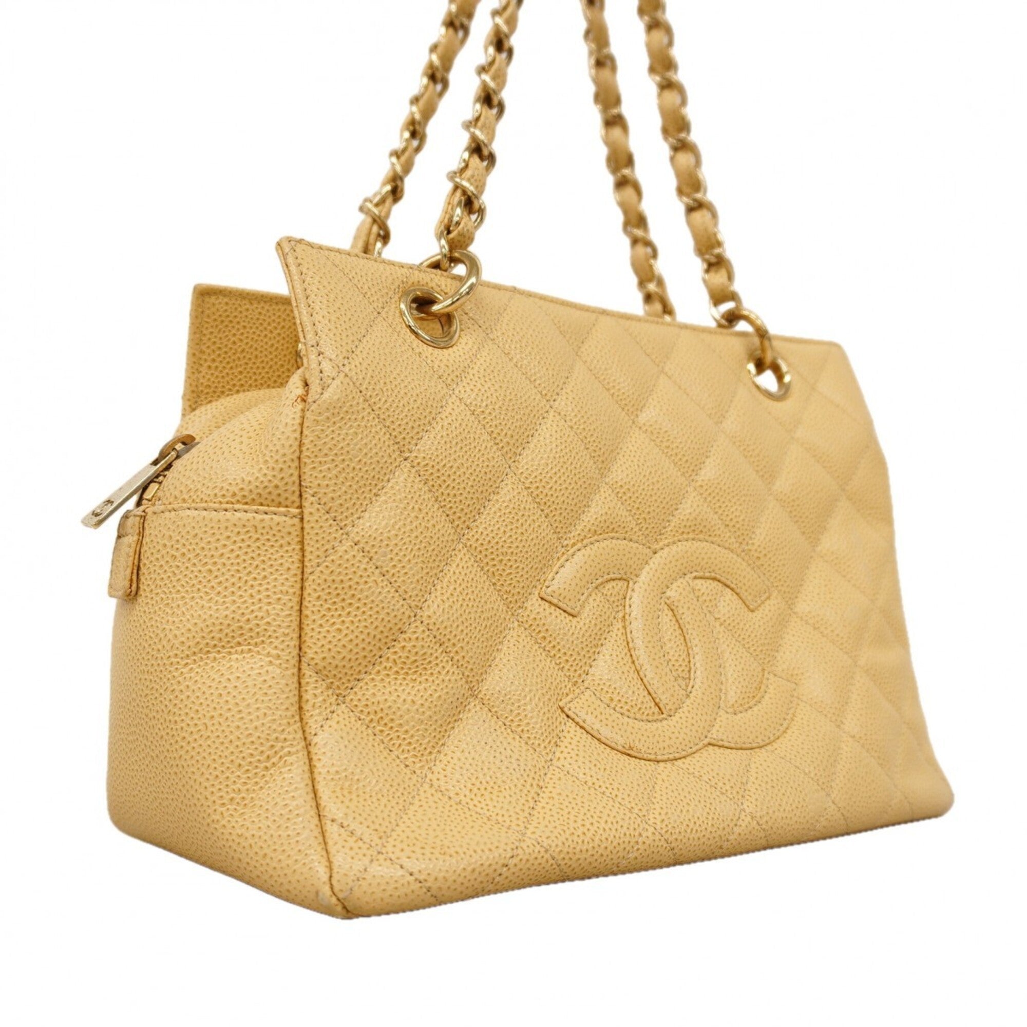 Chanel Beige Grained Calfskin Tote Bag (Pre-Owned)