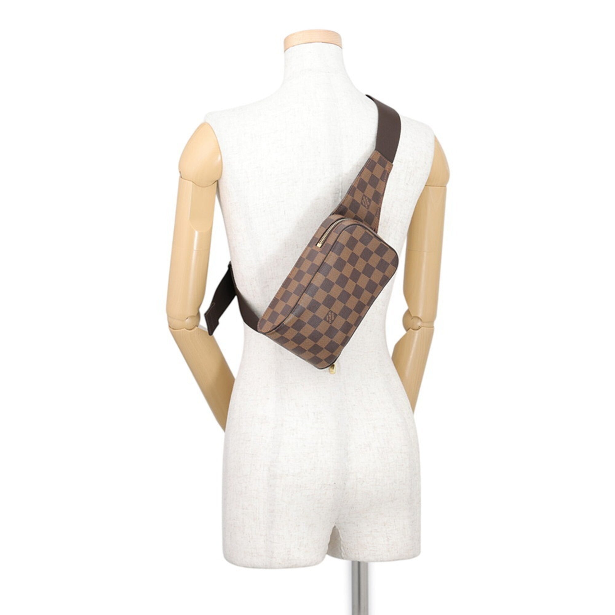 Louis Vuitton Brown Damier Canvas Ebene Exotic Leather Handbag Pouch Shoulder Bag Sling Bag (Pre-Owned)