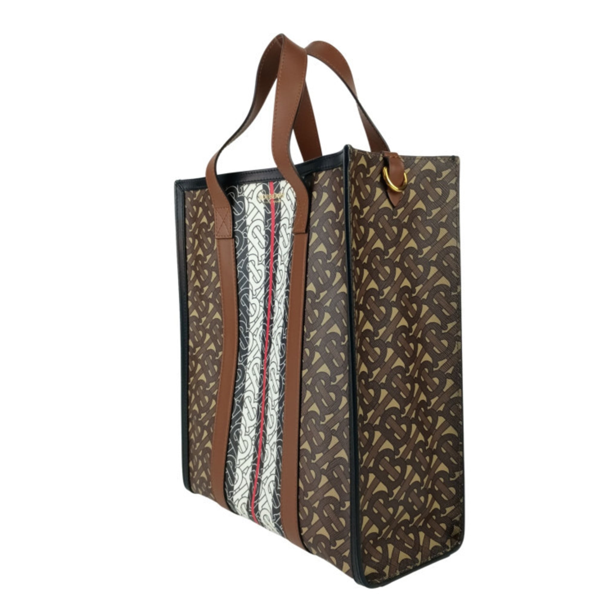 Burberry Brown Coated Canvas Leather Handbag Shoulder Bag Tote Bag (Pre-Owned)