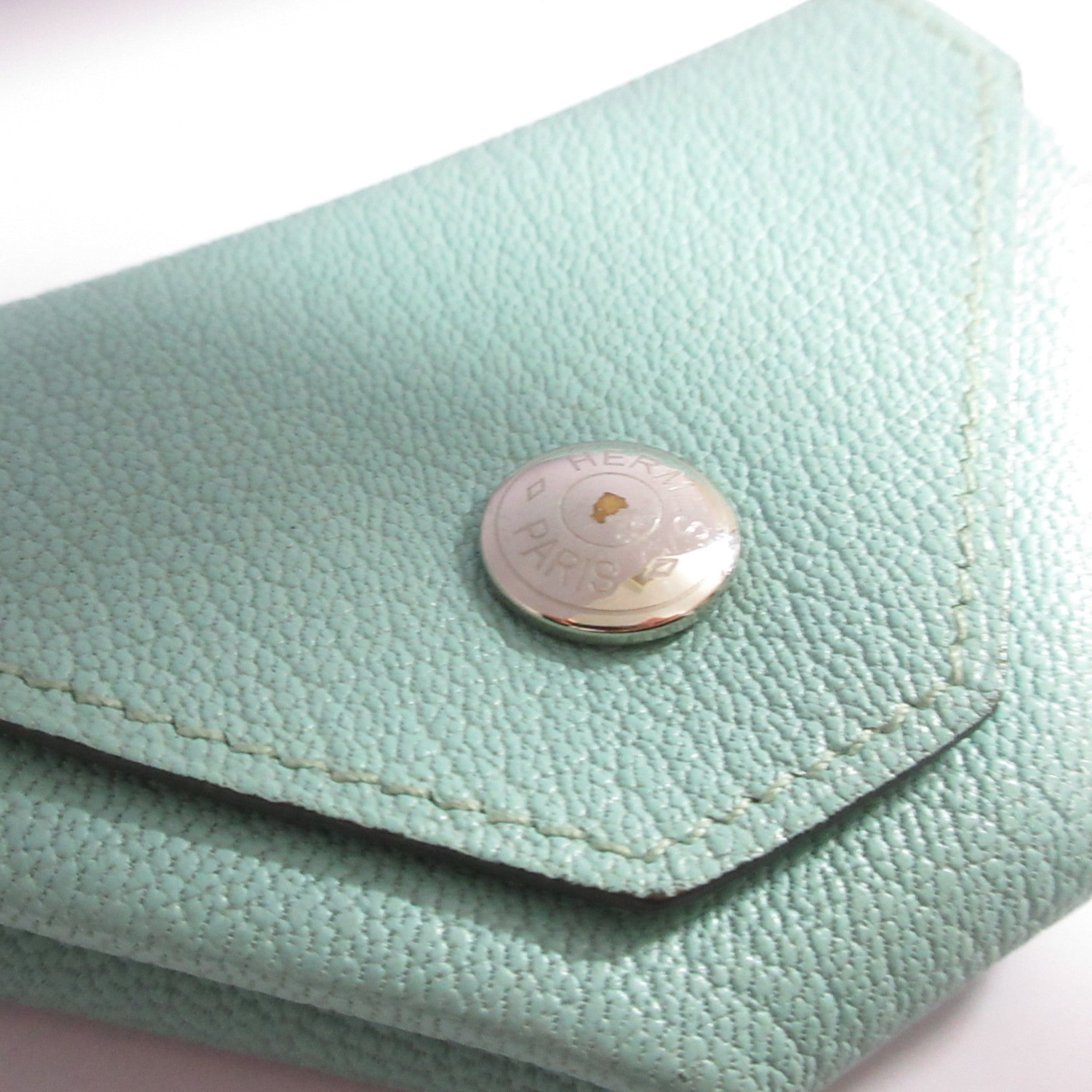 Hermes Blue Chevre Leather Coin Purse/Coin Case (Pre-Owned)