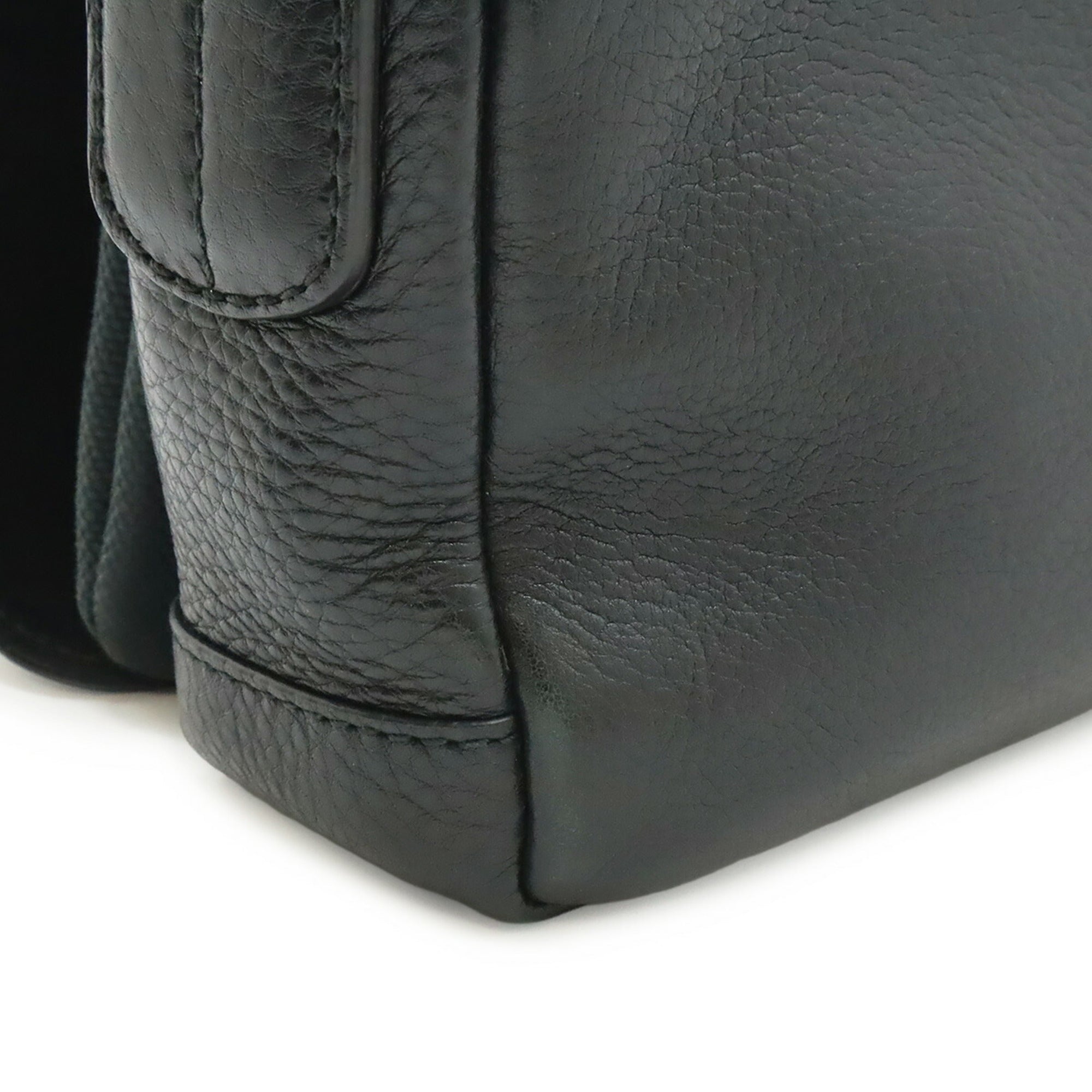 Bvlgari Black Leather Canvas Handbag Shoulder Bag (Pre-Owned)