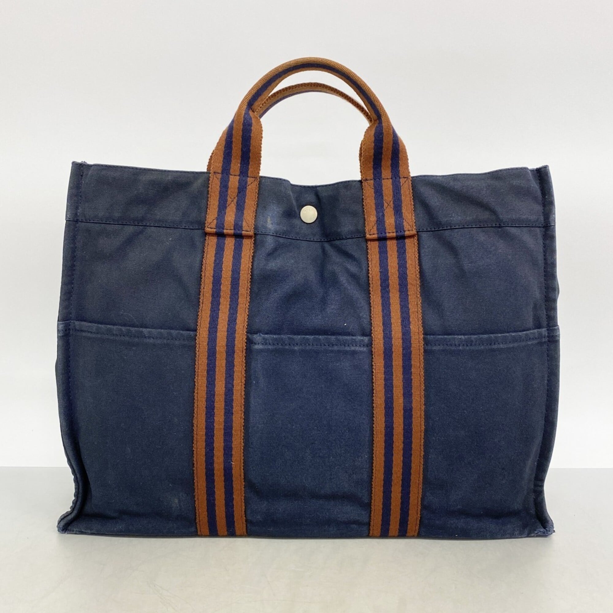Hermes Navy Canvas Tote Bag (Pre-Owned)