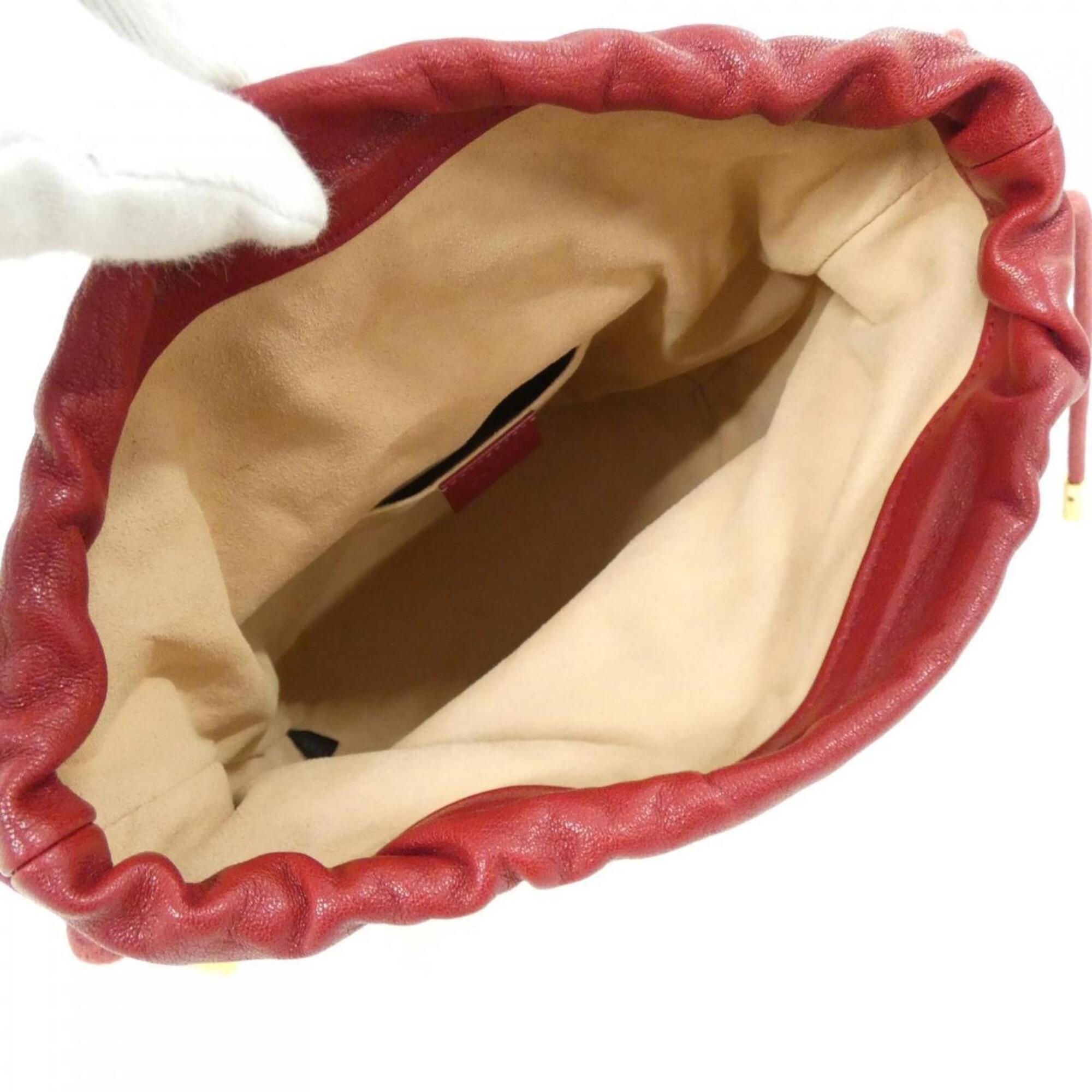Gucci Red Color Leather Shoulder Bag (Pre-Owned)
