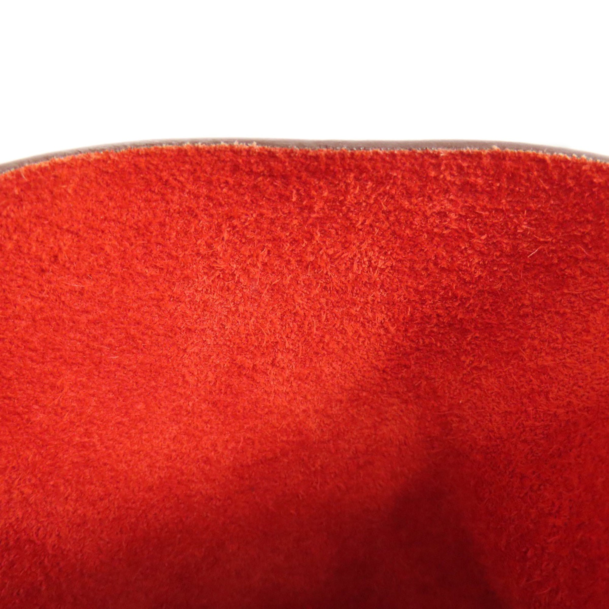 Hermes Beige Red Color Taurillon Clemence Leather Swift Leather Handbag (Pre-Owned)