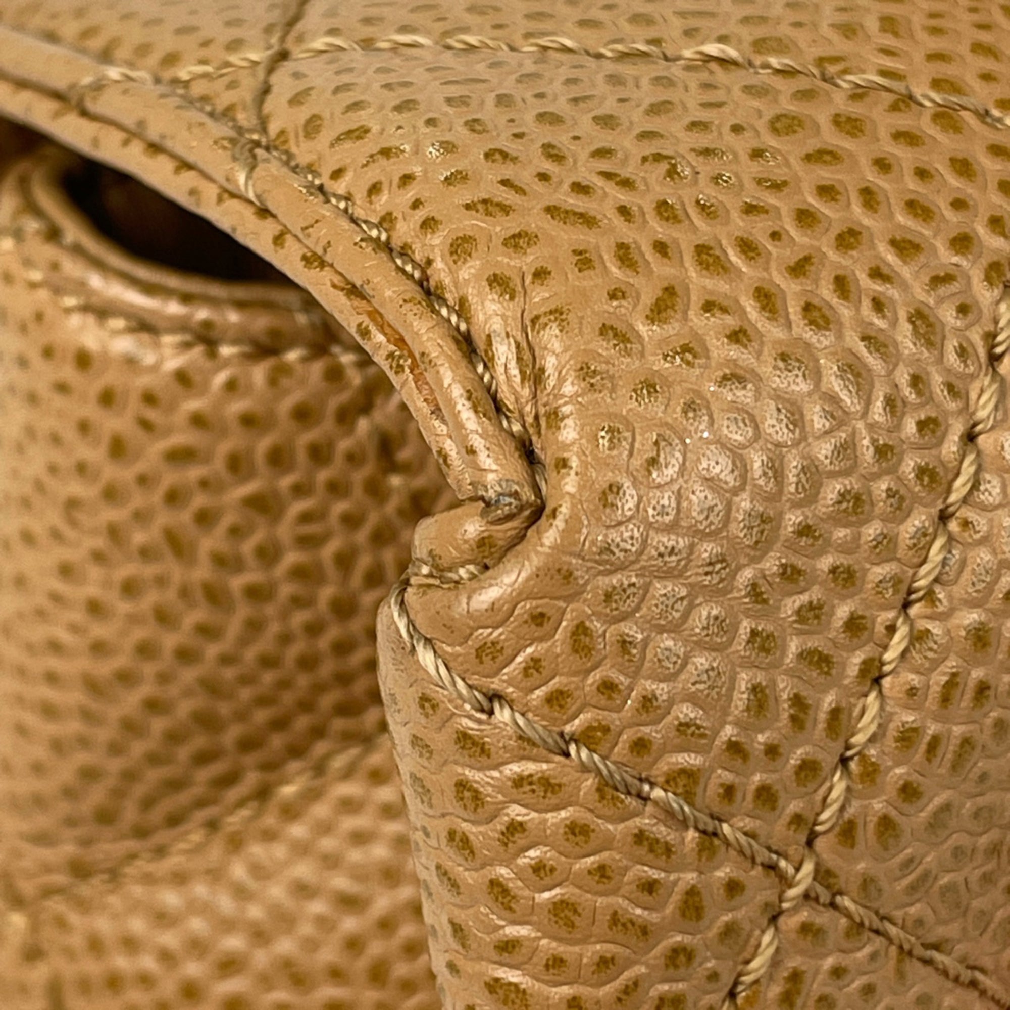 Chanel Beige Grained Calfskin Handbag (Pre-Owned)