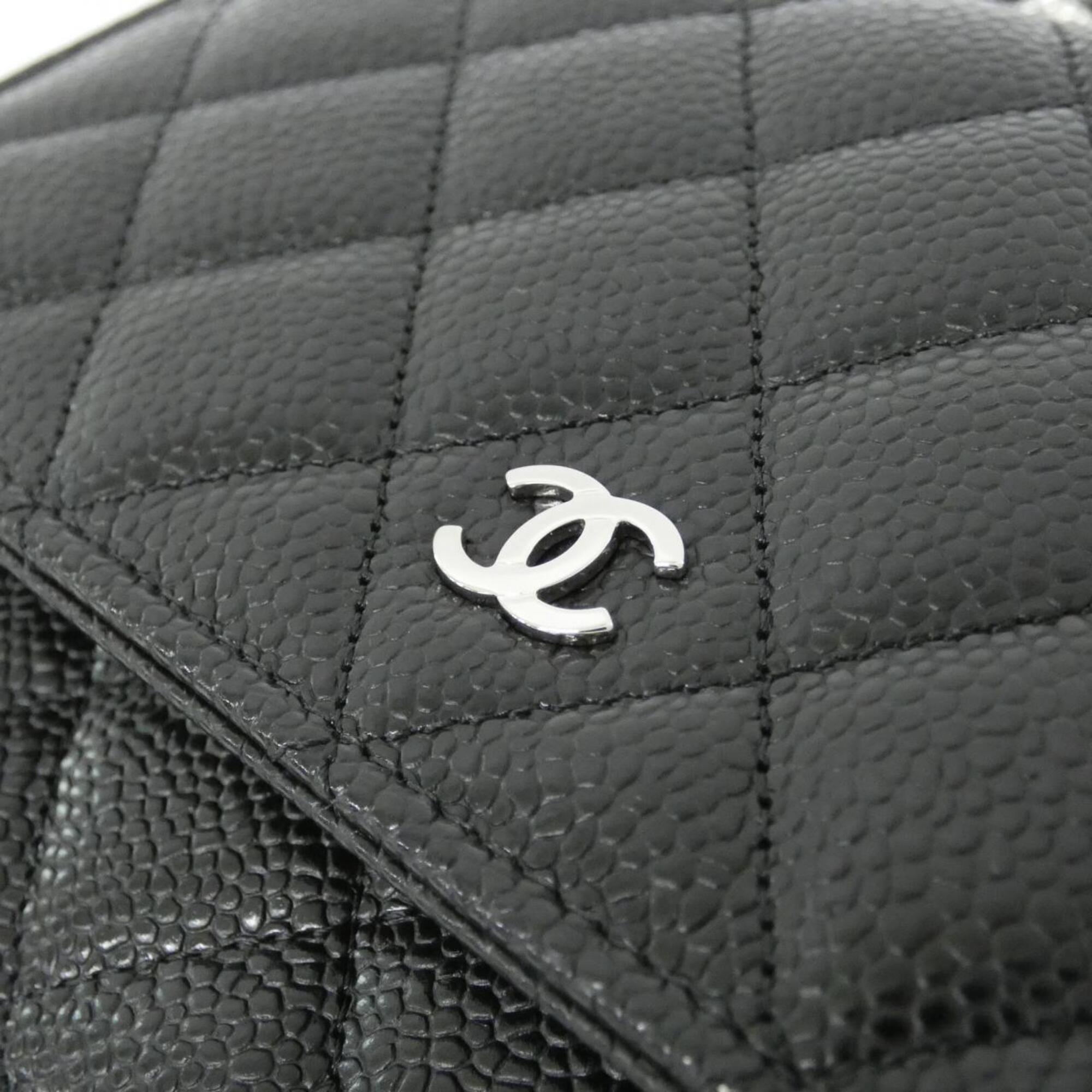 Chanel Black Bordeaux Grained Calfskin Chain/Shoulder Wallet (Pre-Owned)