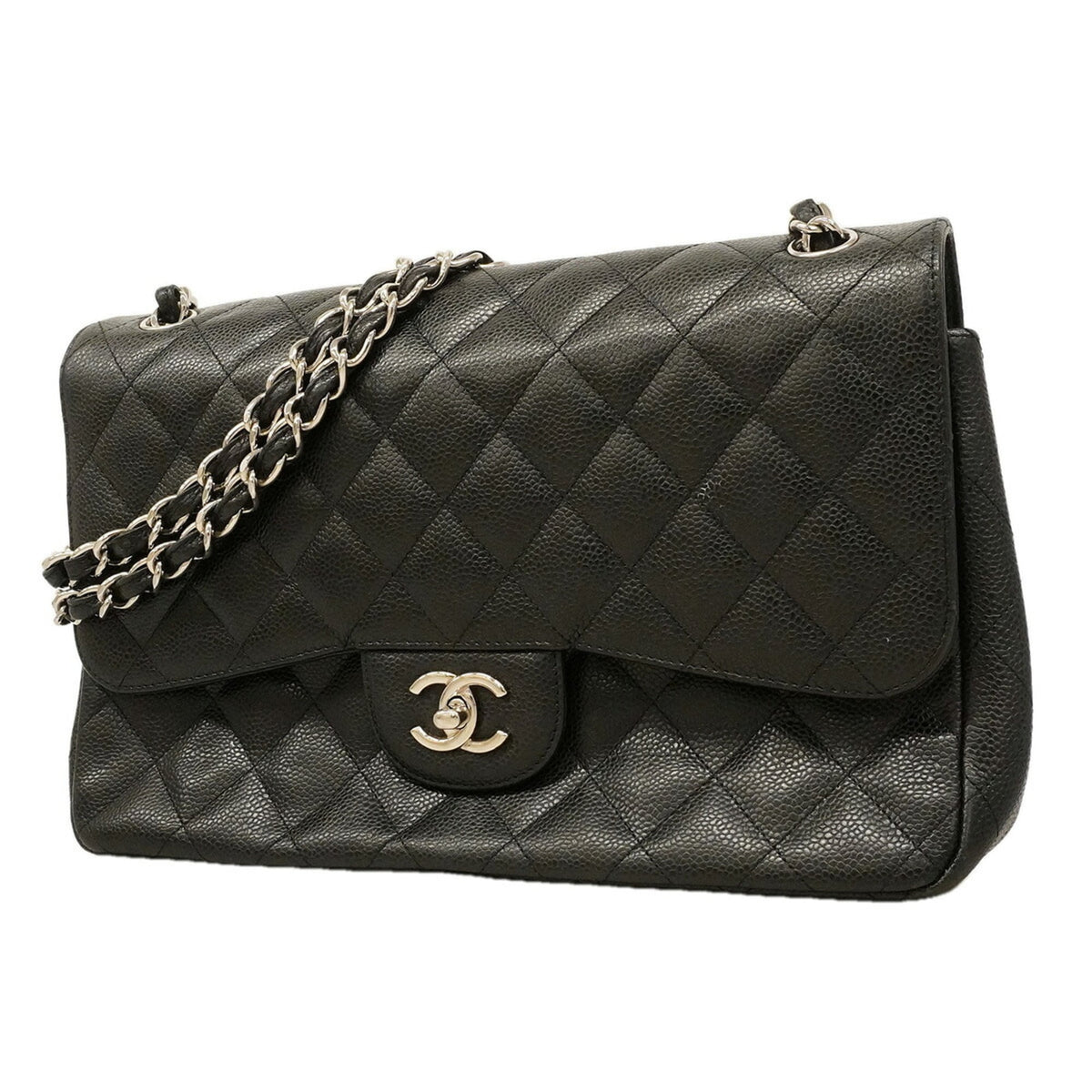 Chanel Black Grained Calfskin Shoulder Bag (Pre-Owned)