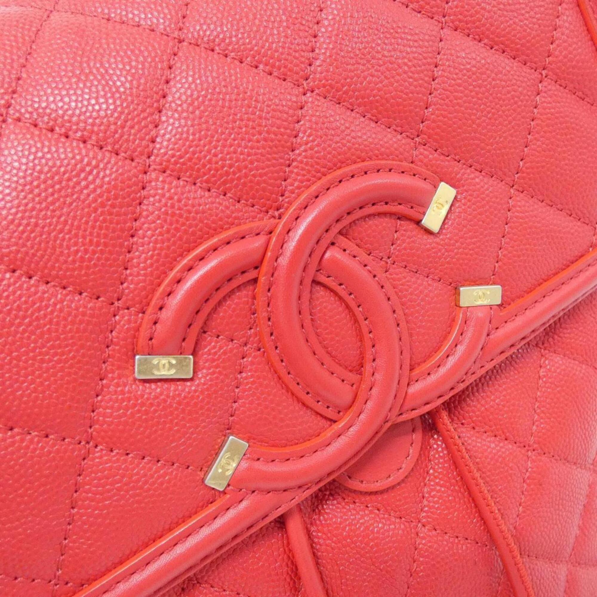 Chanel Red Color Grained Calfskin Backpack (Pre-Owned)