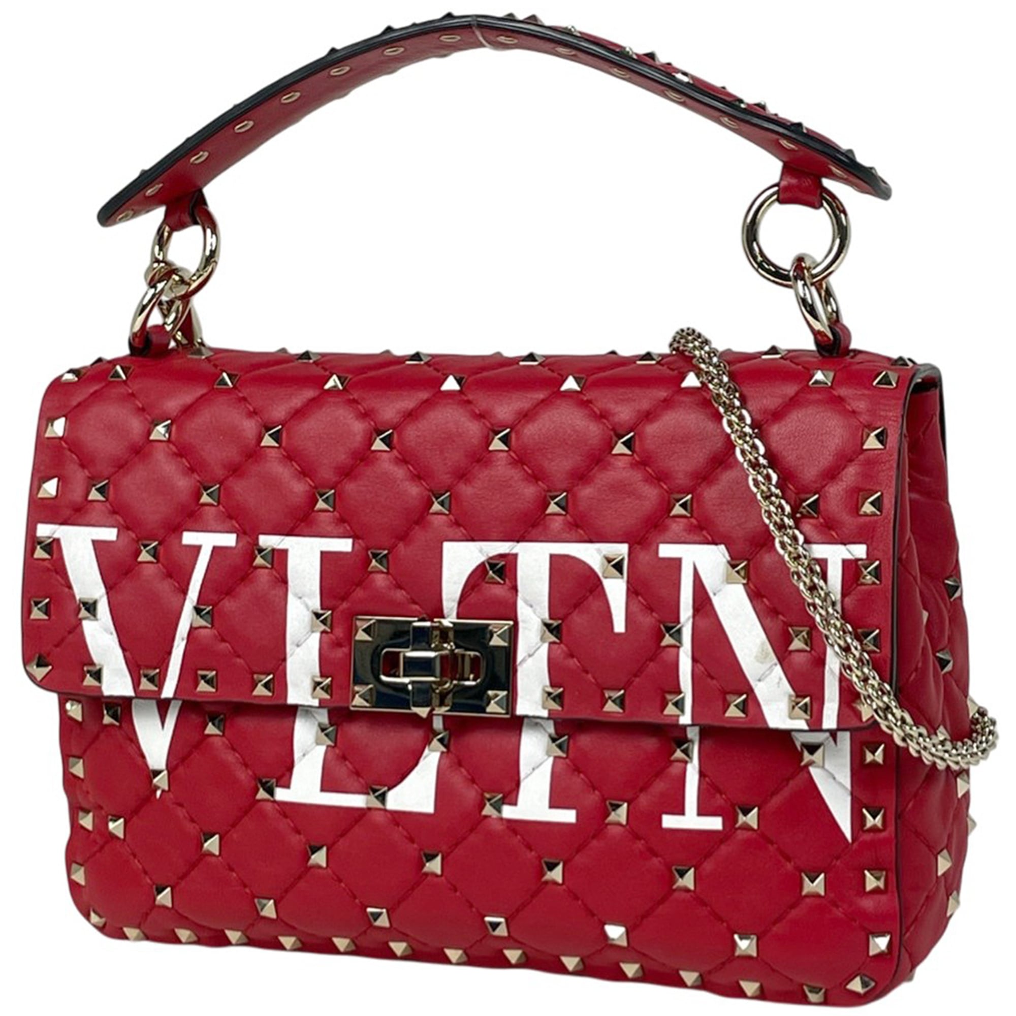 Valentino Garavani Red Color Leather Handbag Shoulder Bag (Pre-Owned)