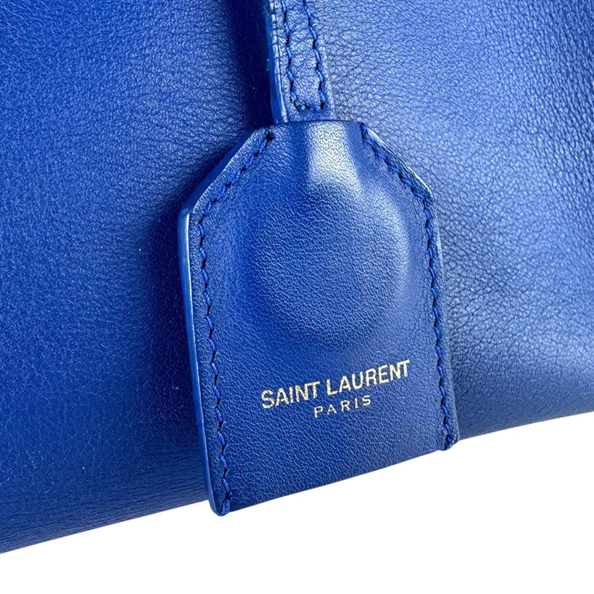 Saint Laurent Blue Leather Handbag Shoulder Bag (Pre-Owned)