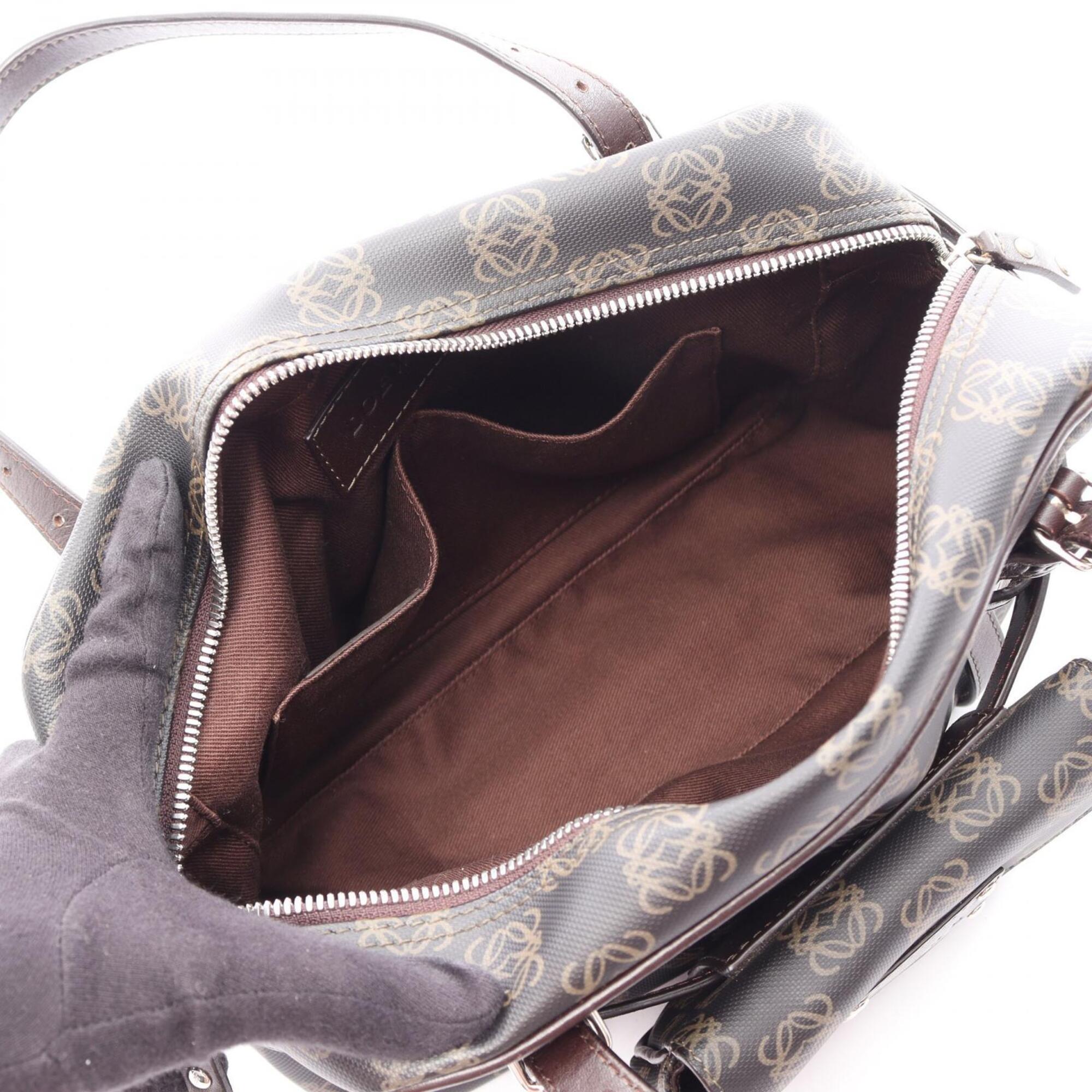 Loewe Black Brown Coated Canvas Leather Handbag Pouch (Pre-Owned)