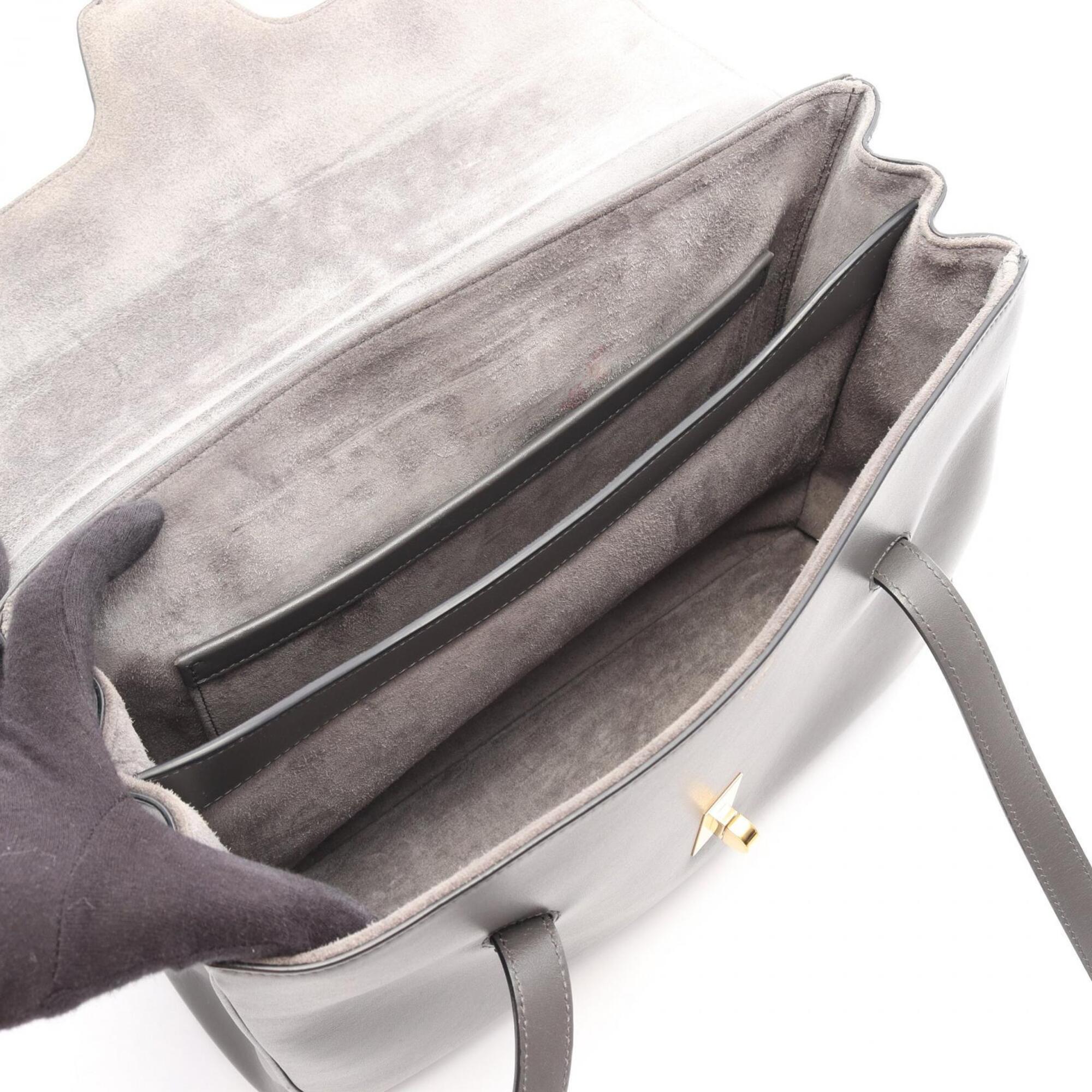 Celine Gray Leather Handbag Shoulder Bag (Pre-Owned)