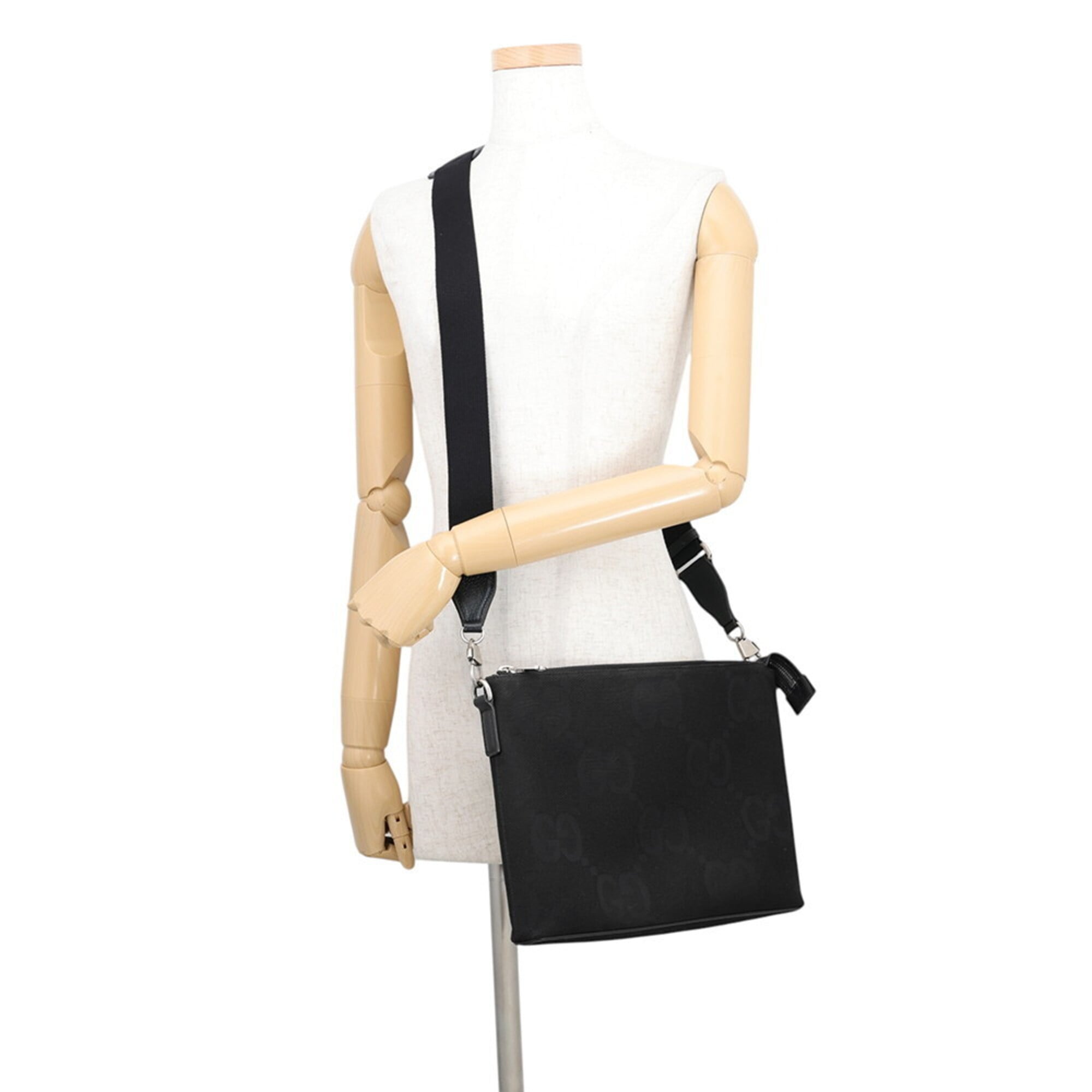 Gucci Black Canvas Handbag Messenger Bag Shoulder Bag (Pre-Owned)
