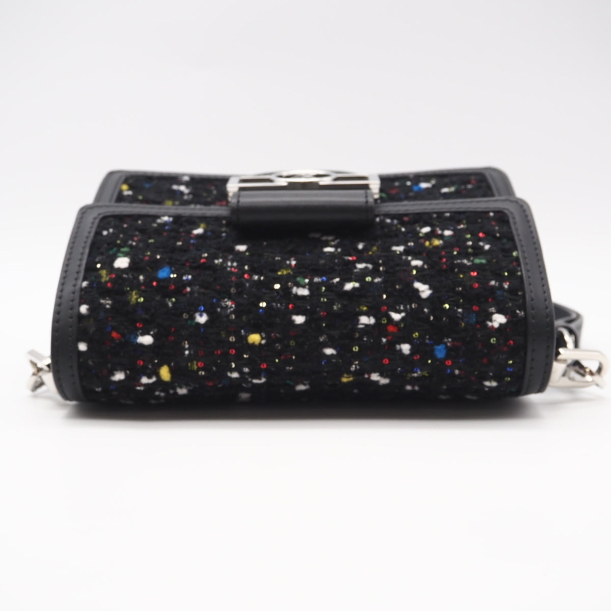 Louis Vuitton Black Multi-Color Tweed Spangles Leather Shoulder Bag (Pre-Owned)