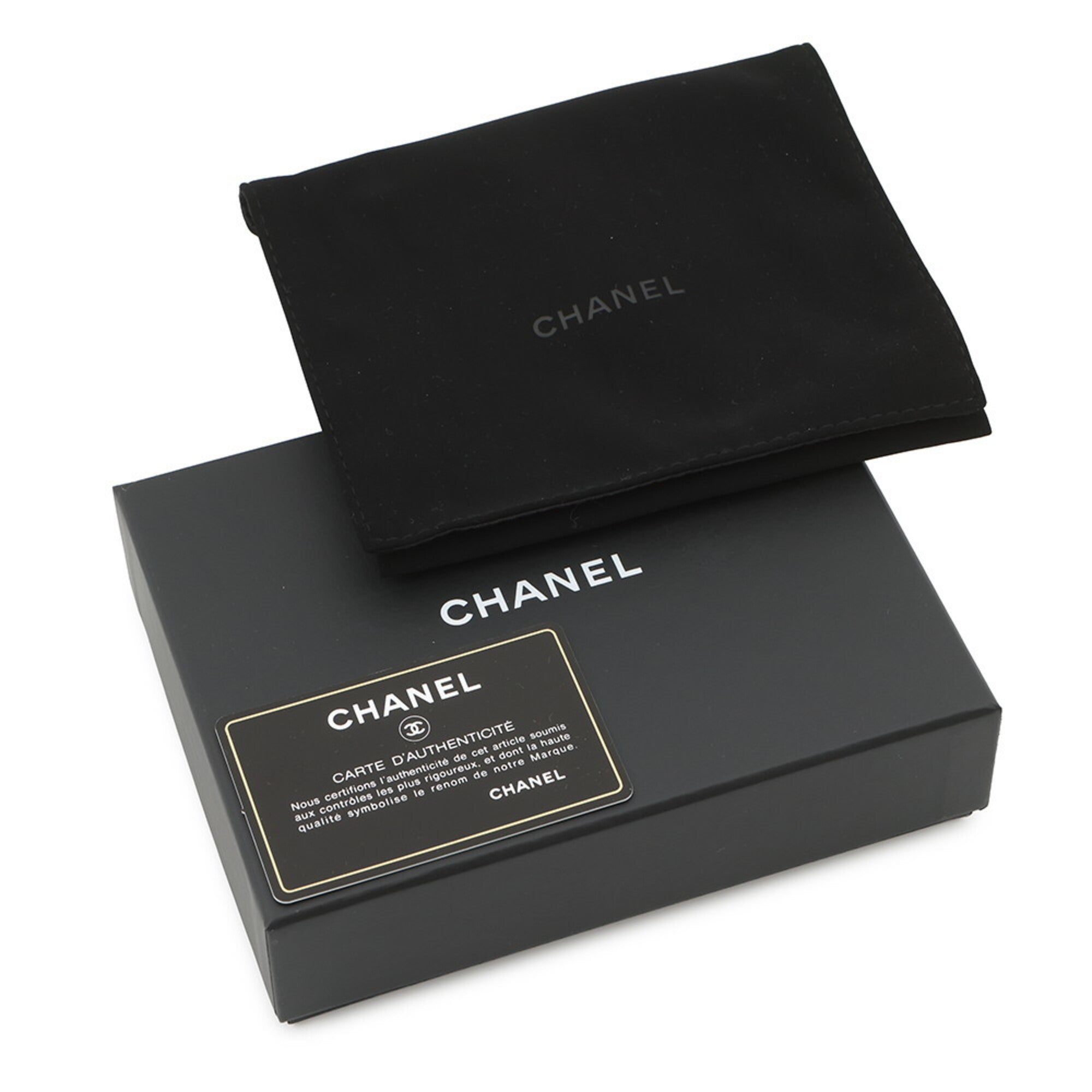 Chanel Black Grained Calfskin Wallet (Tri-Fold) (Pre-Owned)