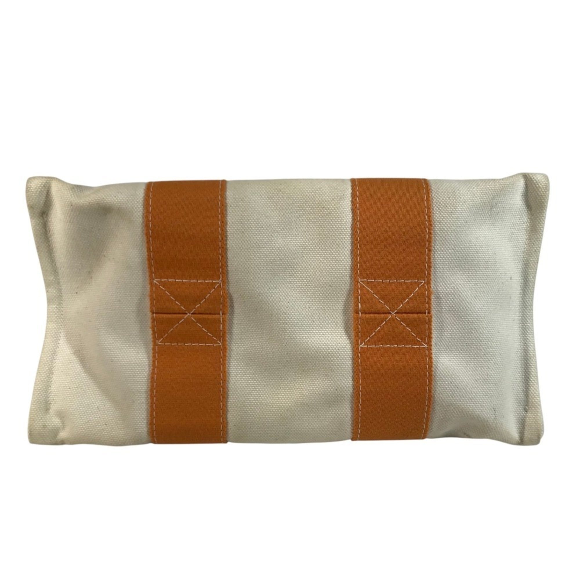 Hermes Ivory Orange Cotton Handbag Tote Bag (Pre-Owned)