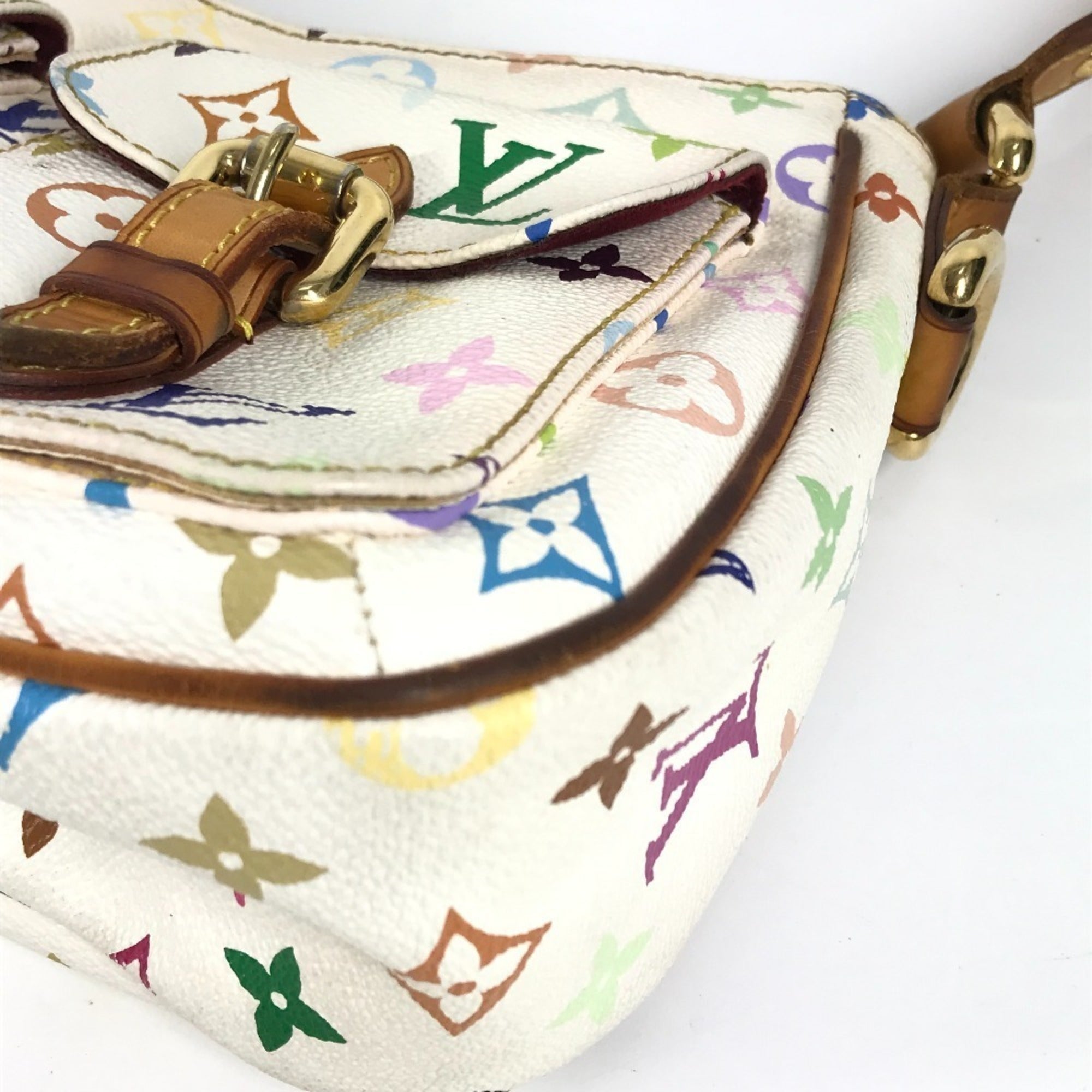 Louis Vuitton White Coated Canvas Shoulder Bag (Pre-Owned)
