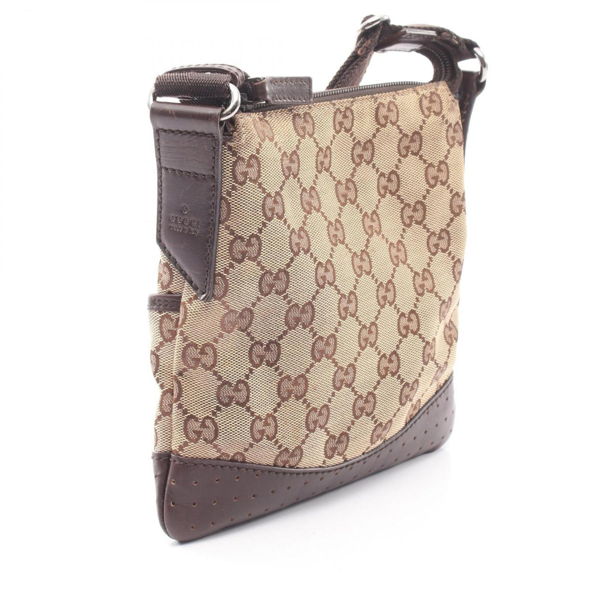 Gucci Beige Brown Canvas Leather Handbag Shoulder Bag (Pre-Owned)