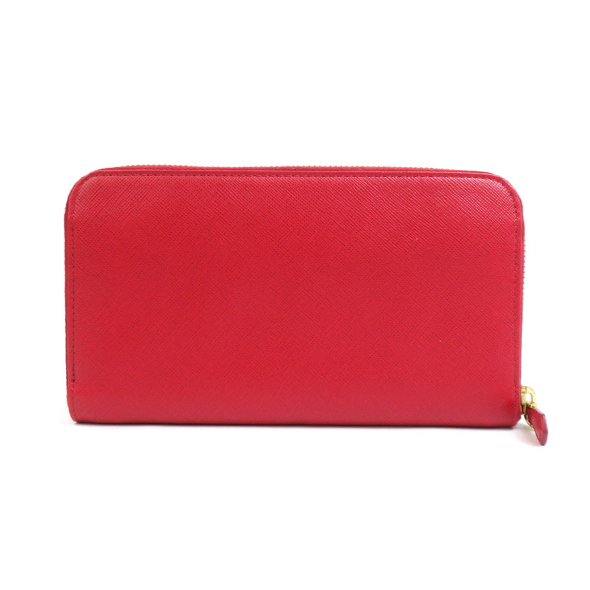 Prada Red Color Leather Long Wallet (Bi-Fold) (Pre-Owned)
