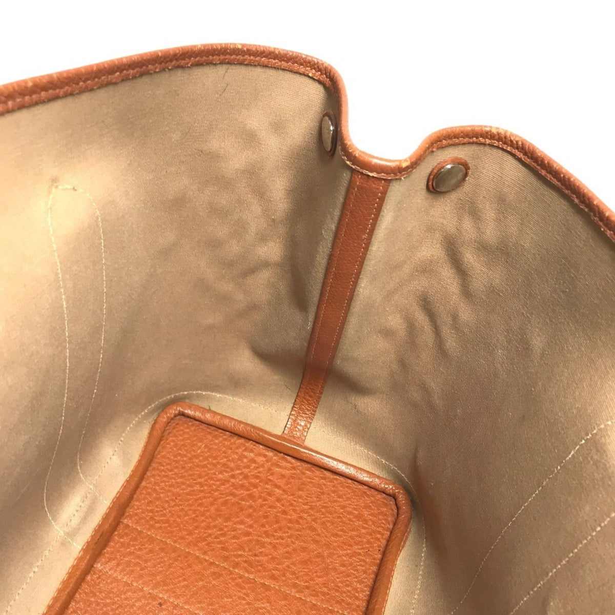 Hermes Orange Leather Canvas Shoulder Bag Tote Bag (Pre-Owned)