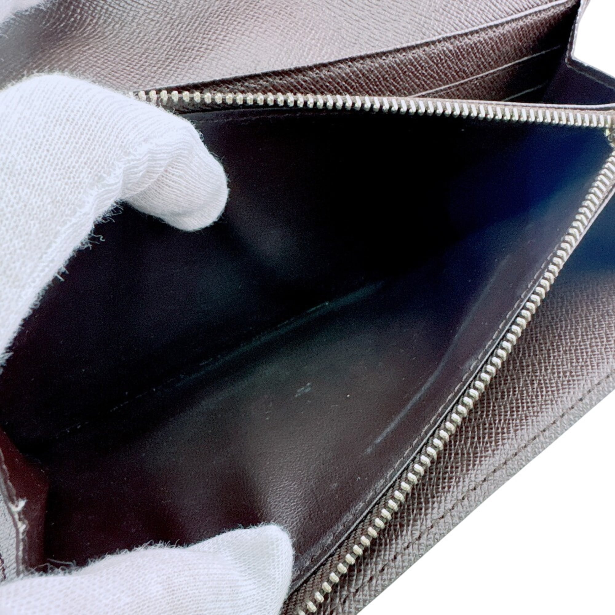 Louis Vuitton Brown Leather Long Wallet (Tri-Fold) (Pre-Owned)