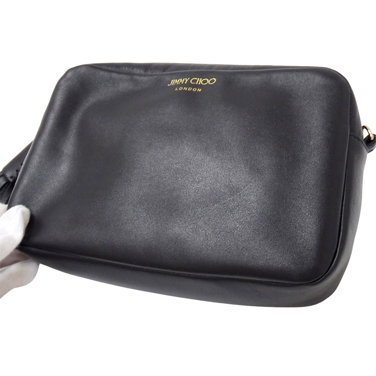 Jimmy Choo Black Leather Handbag Shoulder Bag (Pre-Owned)