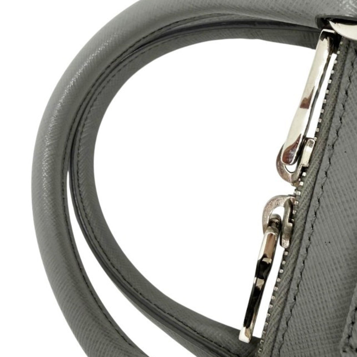 Prada Gray Leather Handbag Shoulder Bag (Pre-Owned)