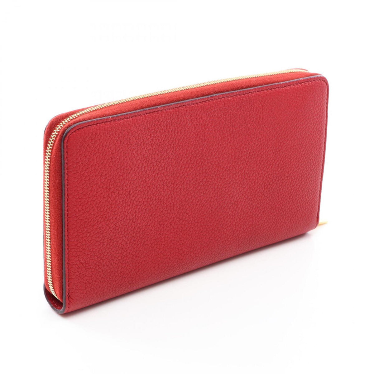 Celine Red Color Leather Long Wallet (Bi-Fold) (Pre-Owned)