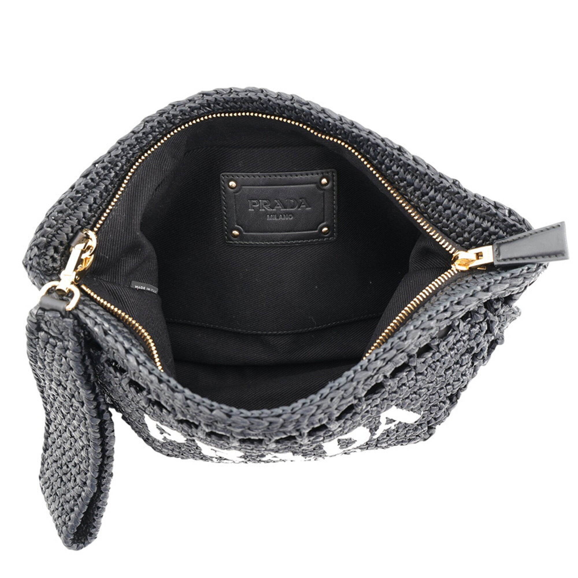 Prada Black Raffia Clutch Bag (Pre-Owned)