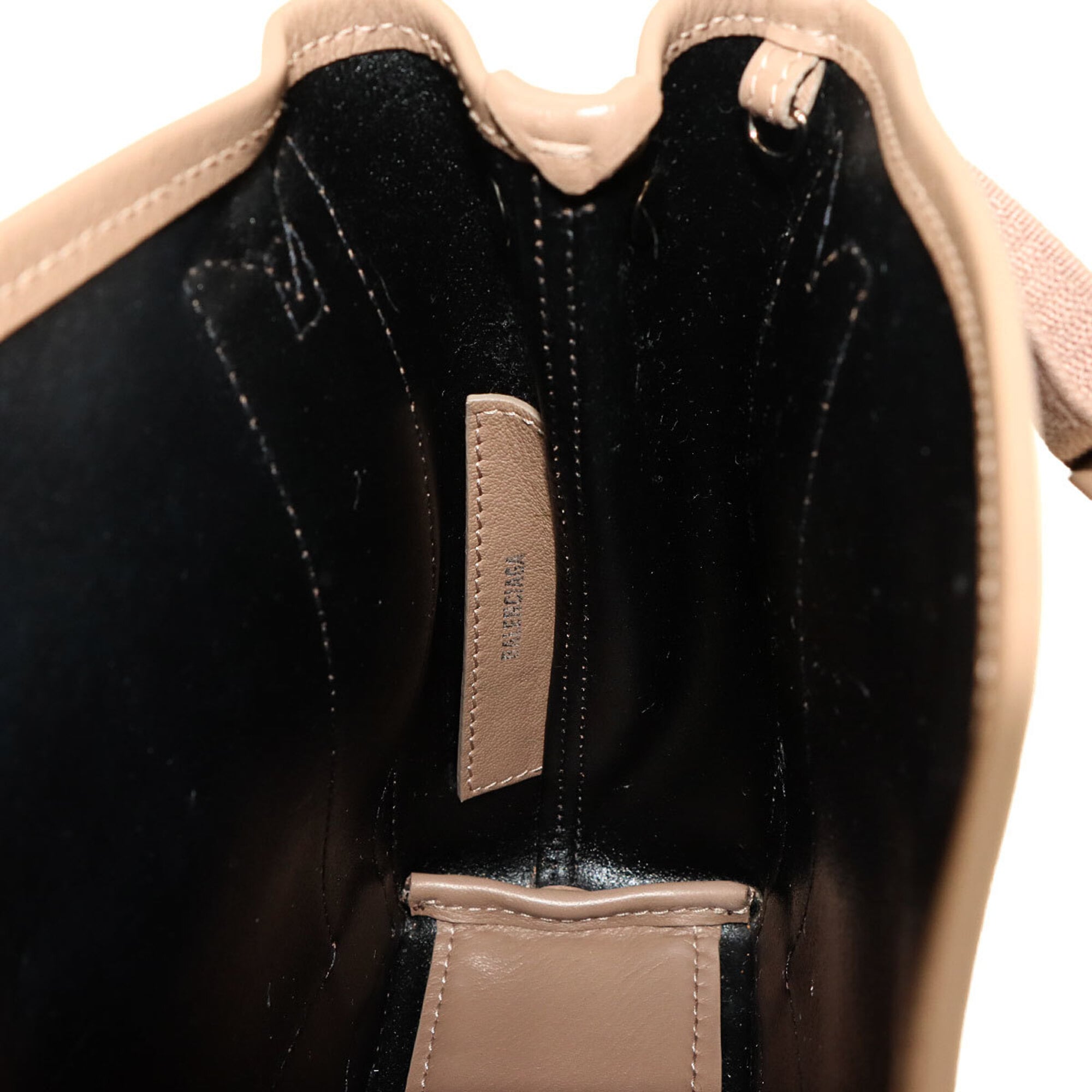 Balenciaga Brown Leather Canvas Handbag Pouch Tote Bag (Pre-Owned)