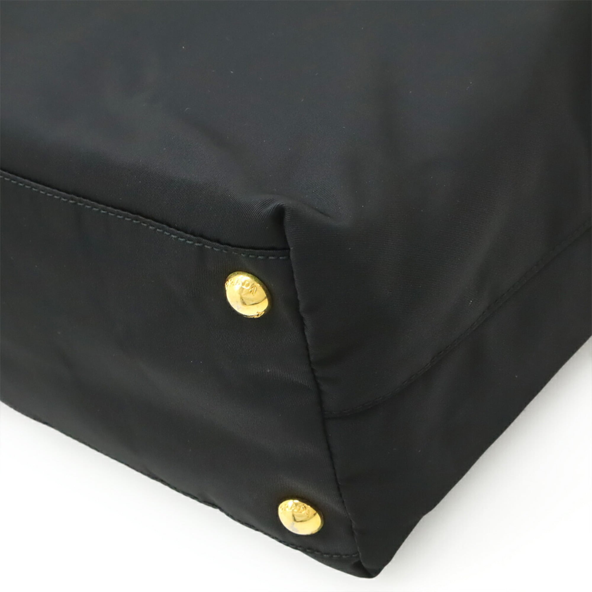 Prada Black Nero Nylon Patent Leather Shoulder Bag Tote Bag (Pre-Owned)
