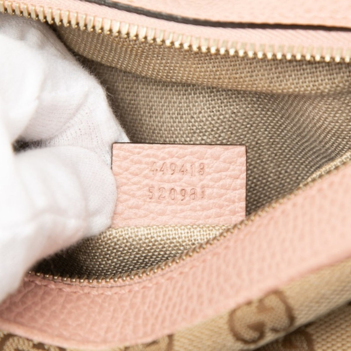 Gucci Gg Canvas Beige Pink Canvas Leather Shoulder Bag (Pre-Owned)