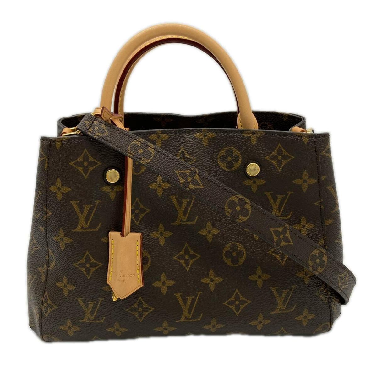 Louis Vuitton Monogram Beige Brown Coated Canvas Leather Handbag Shoulder Bag (Pre-Owned)