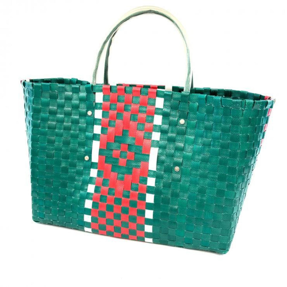 Marni Green Red Color Vinyl Leather Basket Handbag (Pre-Owned)