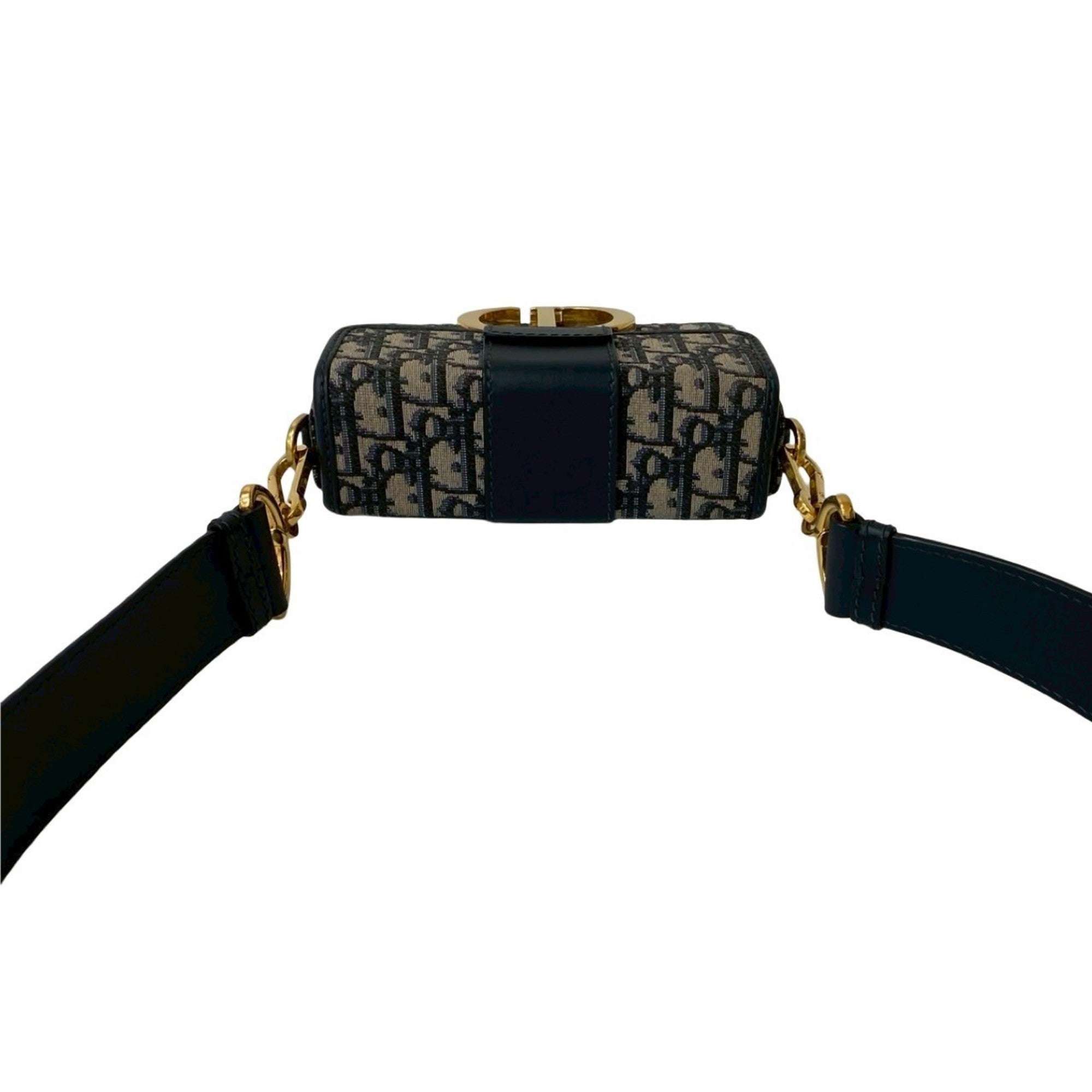 Christian Dior Navy Leather Canvas Shoulder Bag (Pre-Owned)