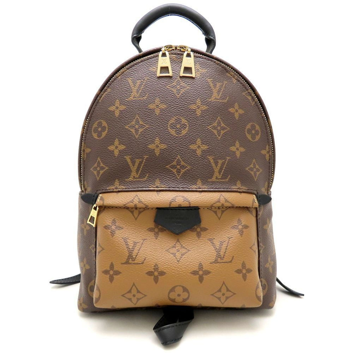 Louis Vuitton Black Brown Canvas Leather Backpack (Pre-Owned)