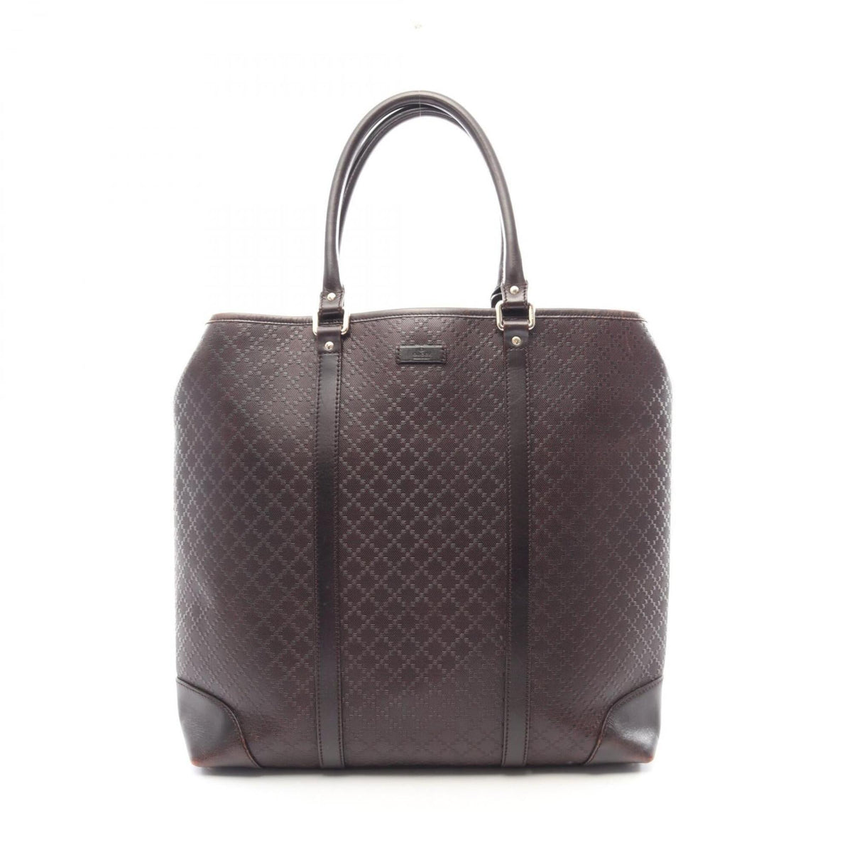 Gucci Brown Coated Canvas Leather Handbag Tote Bag (Pre-Owned)