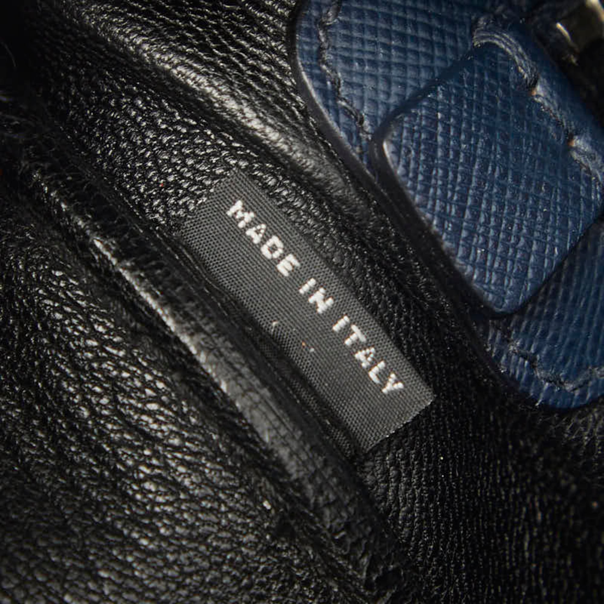 Prada Navy Saffiano Triangle Leather Briefcase (Pre-Owned)