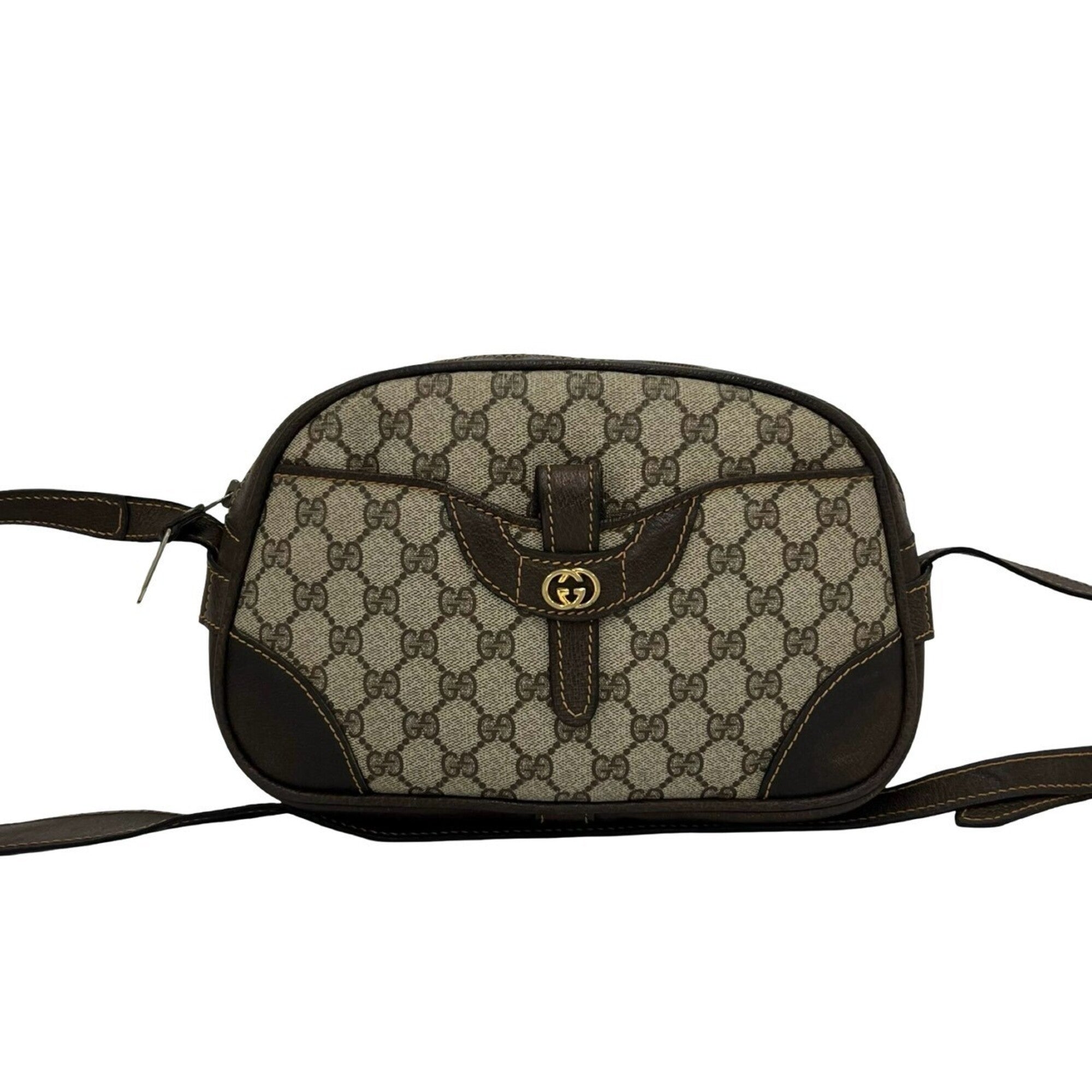 Gucci Brown Leather Pvc Pochette Shoulder Bag (Pre-Owned)
