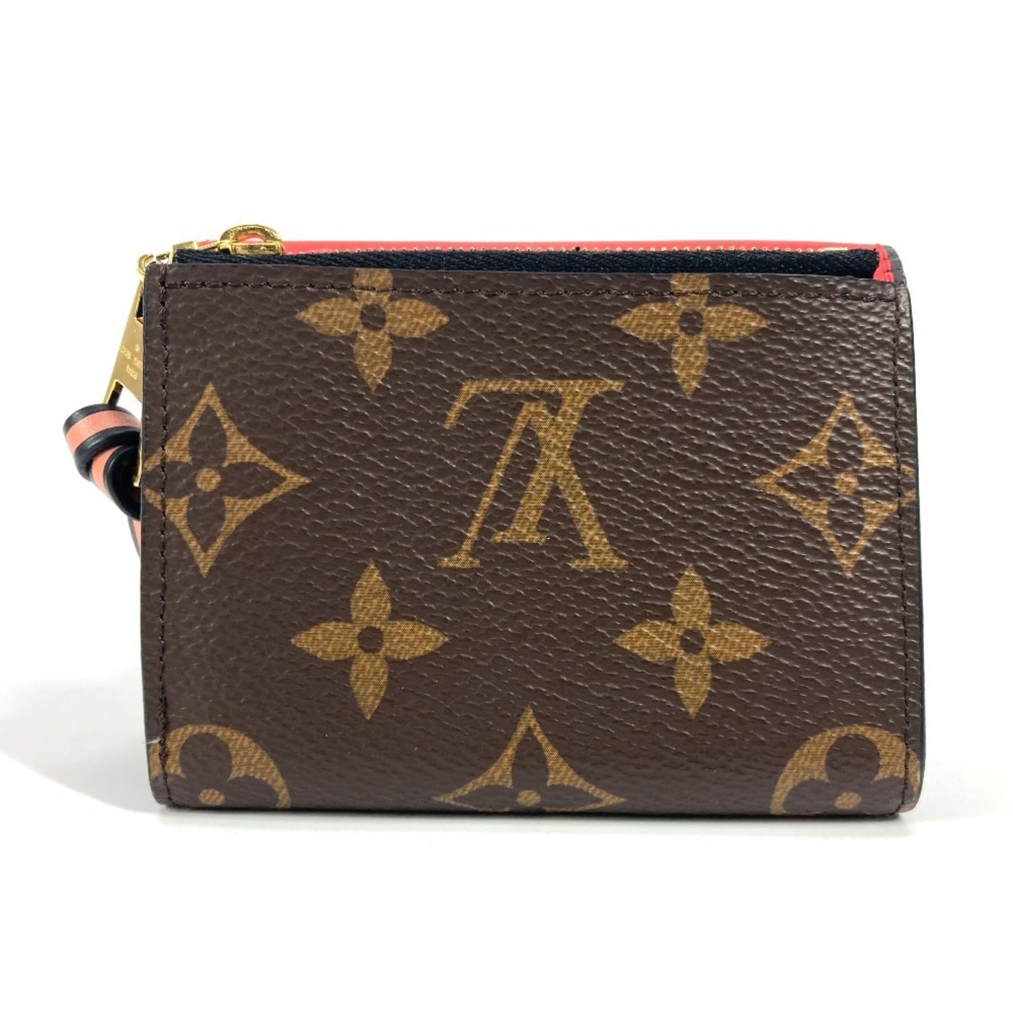 Louis Vuitton Brown Monogram Red Color Monogram Leather Wallet (Tri-Fold) (Pre-Owned)