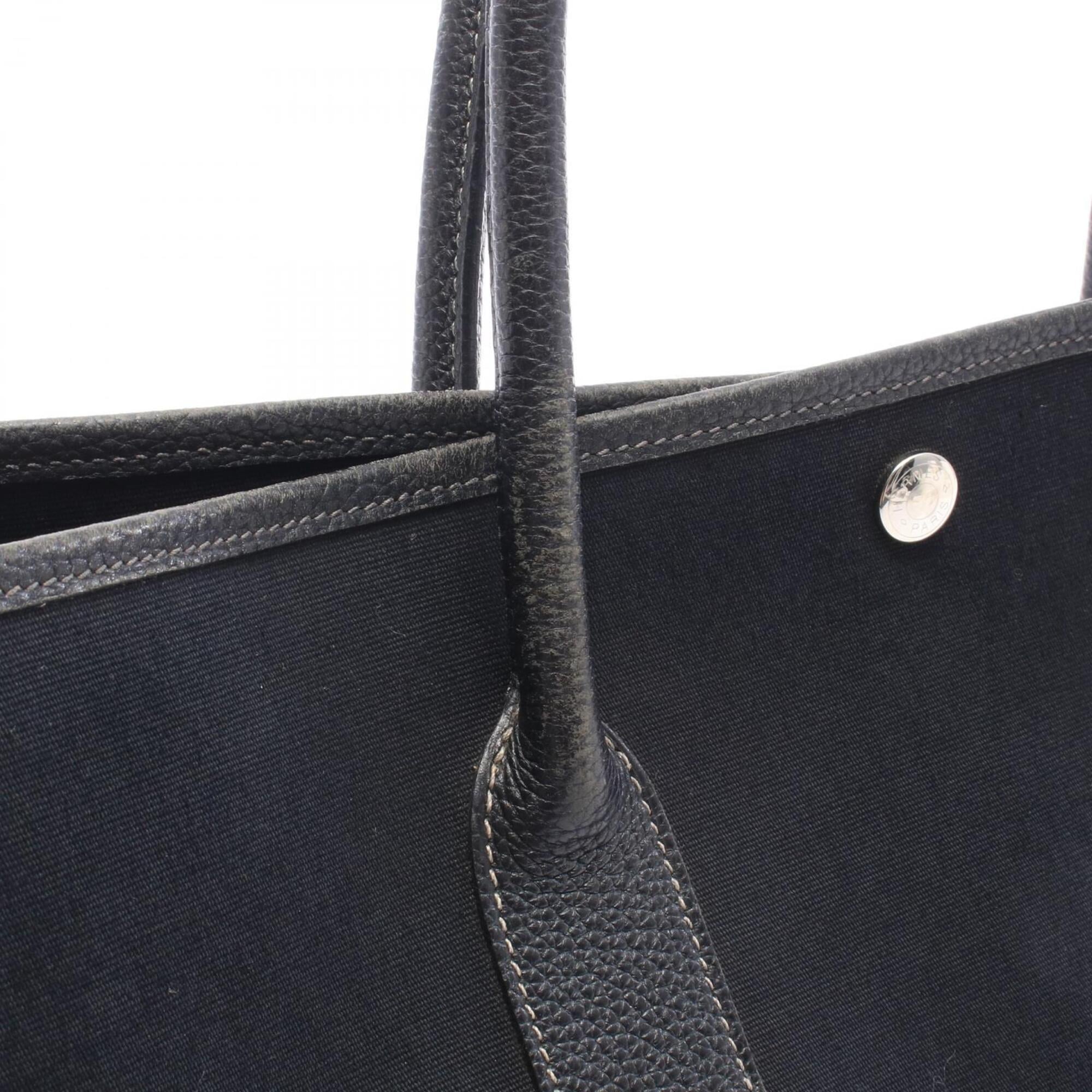 Hermes Black Toile Officier Handbag Tote Bag (Pre-Owned)