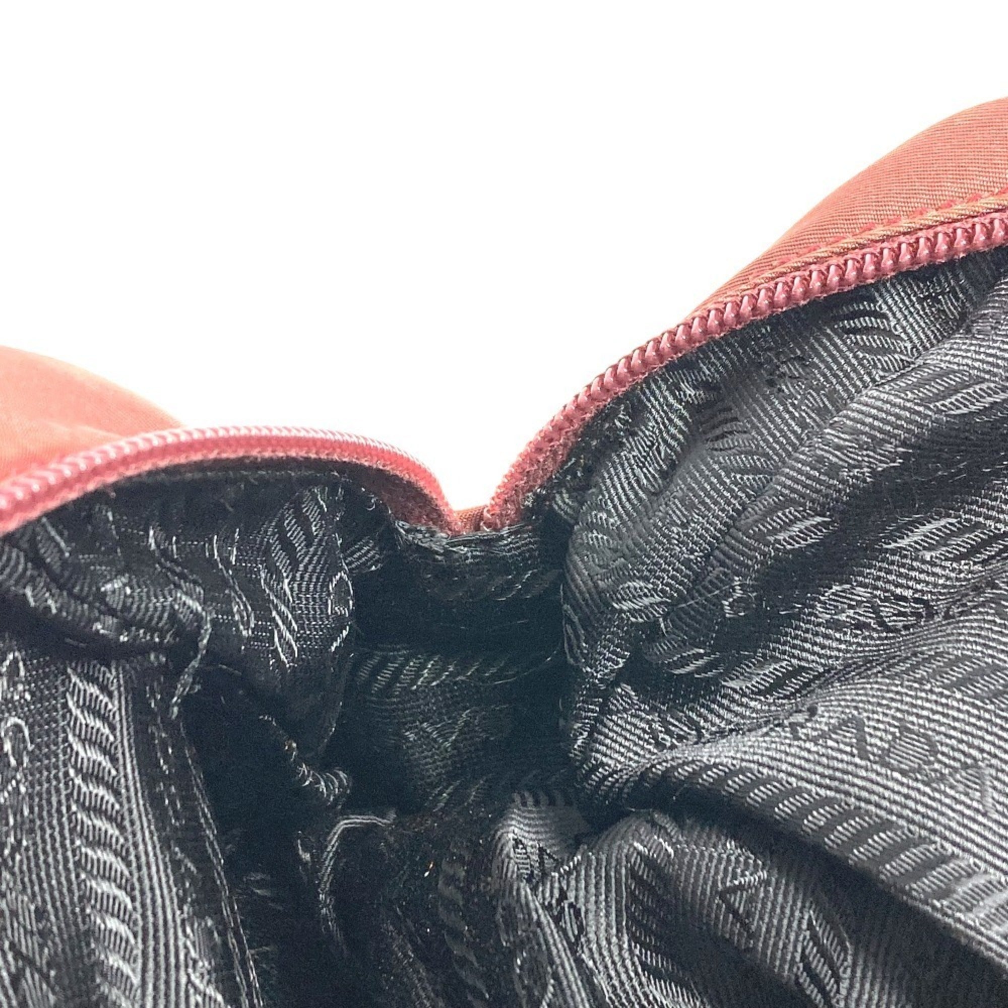 Prada Red Color Nylon Boston Bag Shoulder Bag Tote Bag (Pre-Owned)