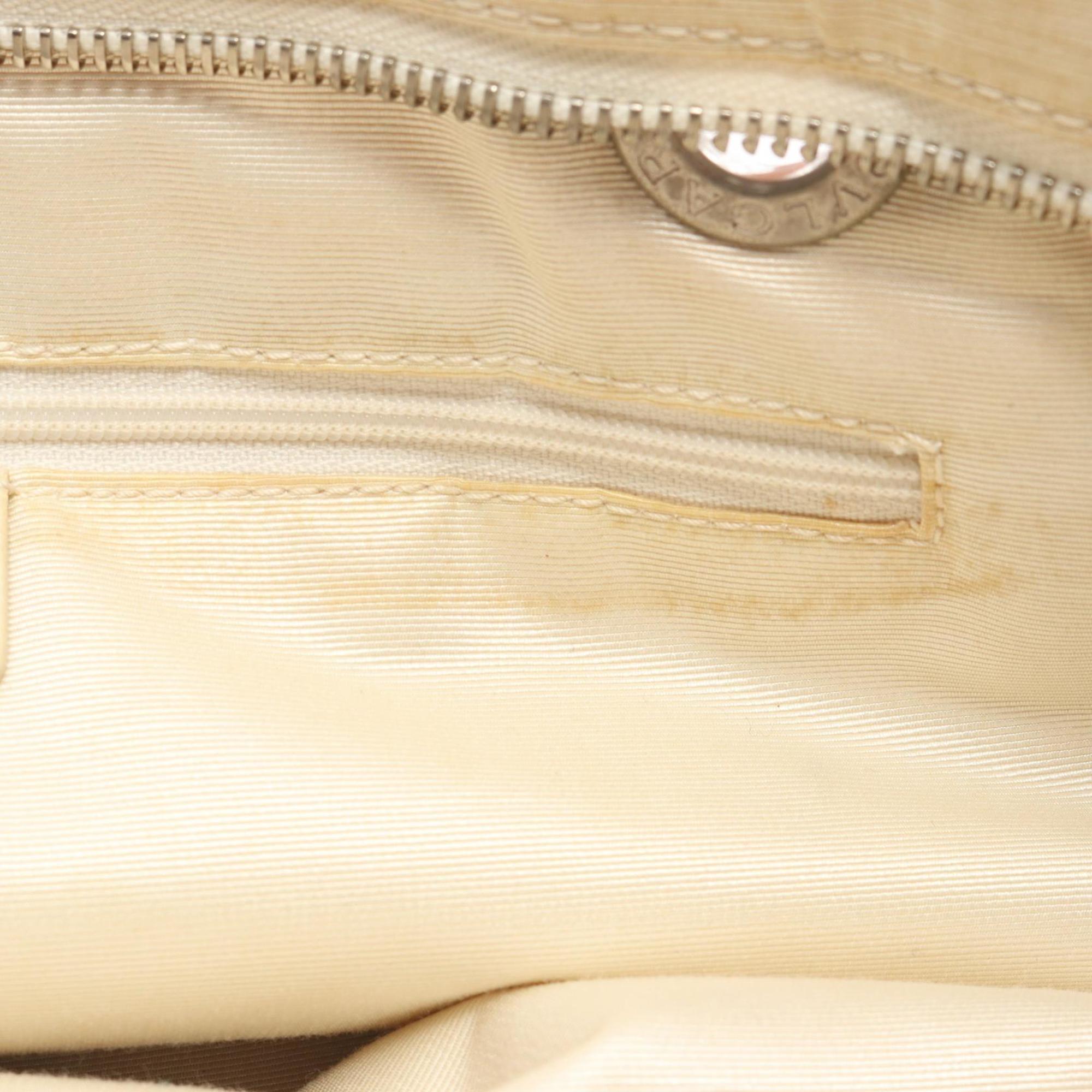 Bvlgari Ivory Pink Canvas Leather Handbag Tote Bag (Pre-Owned)