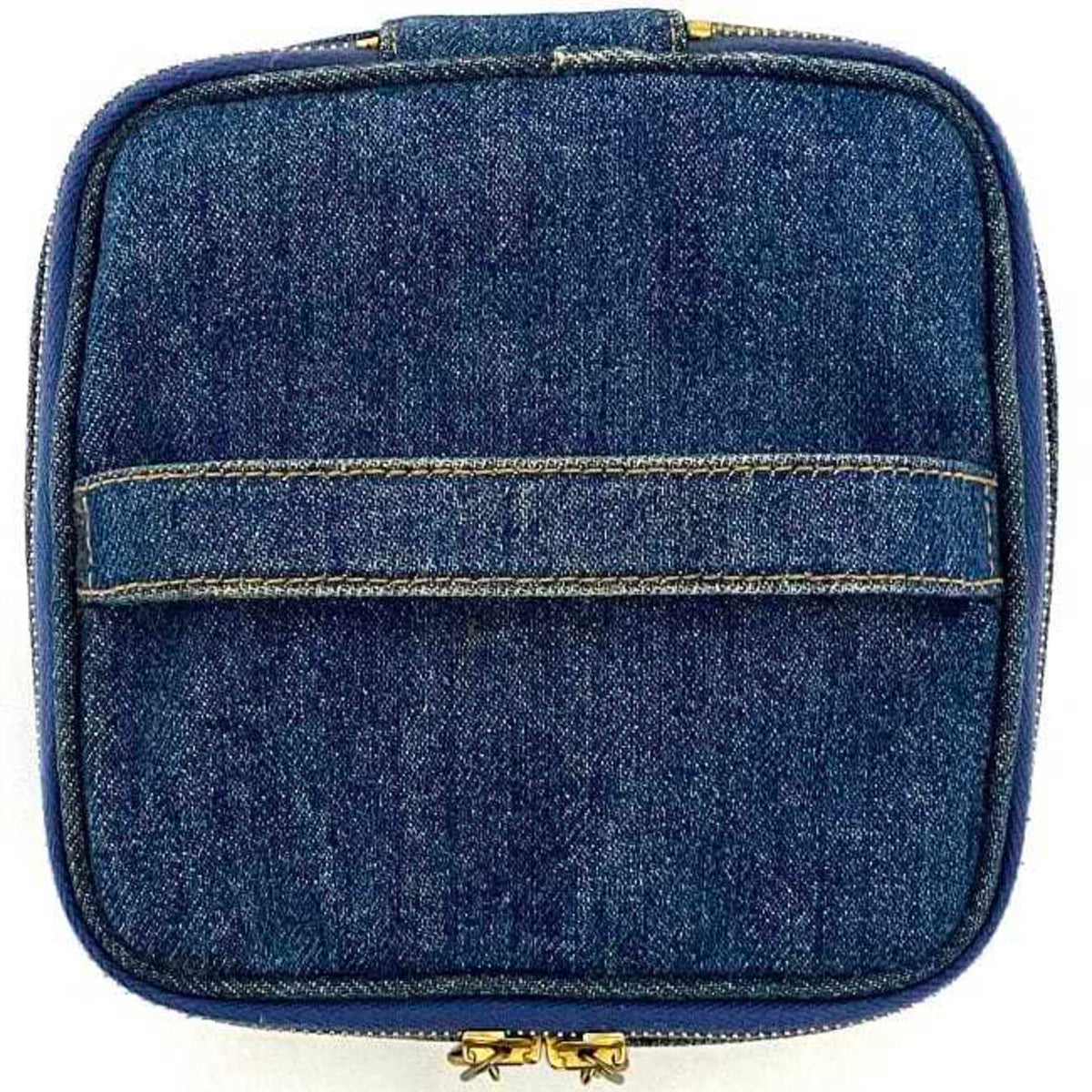 Chanel Denim Denim Leather Handbag Pouch Vanity Bag (Pre-Owned)