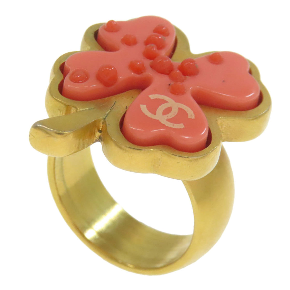 Chanel Gold Pink Metal Band Ring (Pre-Owned)