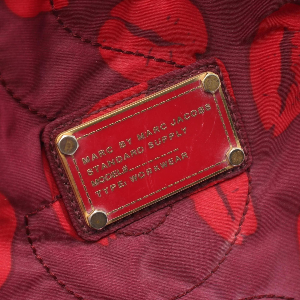 Marc By Marc Jacobs Bordeaux Red Color Nylon Handbag Tote Bag (Pre-Owned)