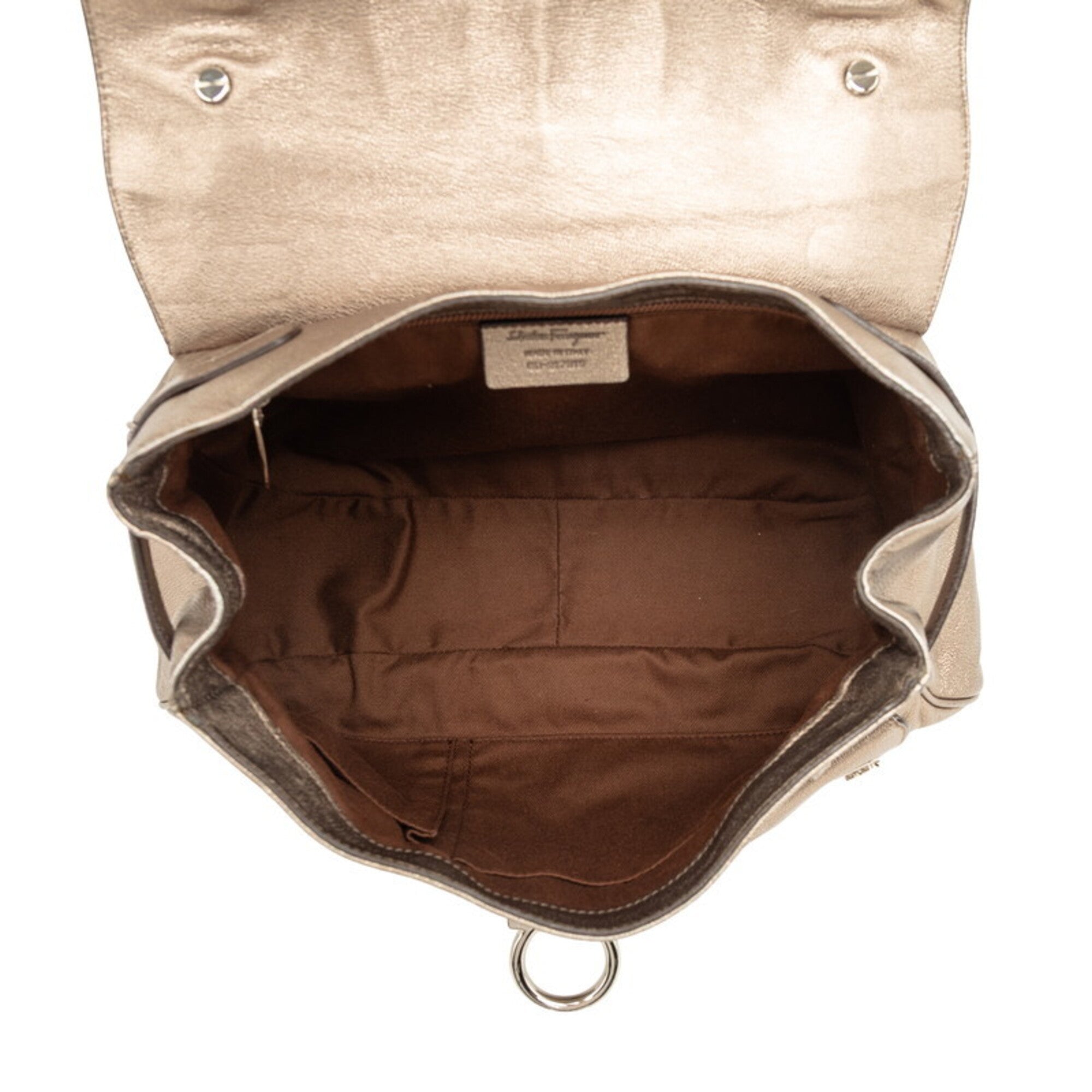 Salvatore Ferragamo Gancini Gold Leather Handbag (Pre-Owned)
