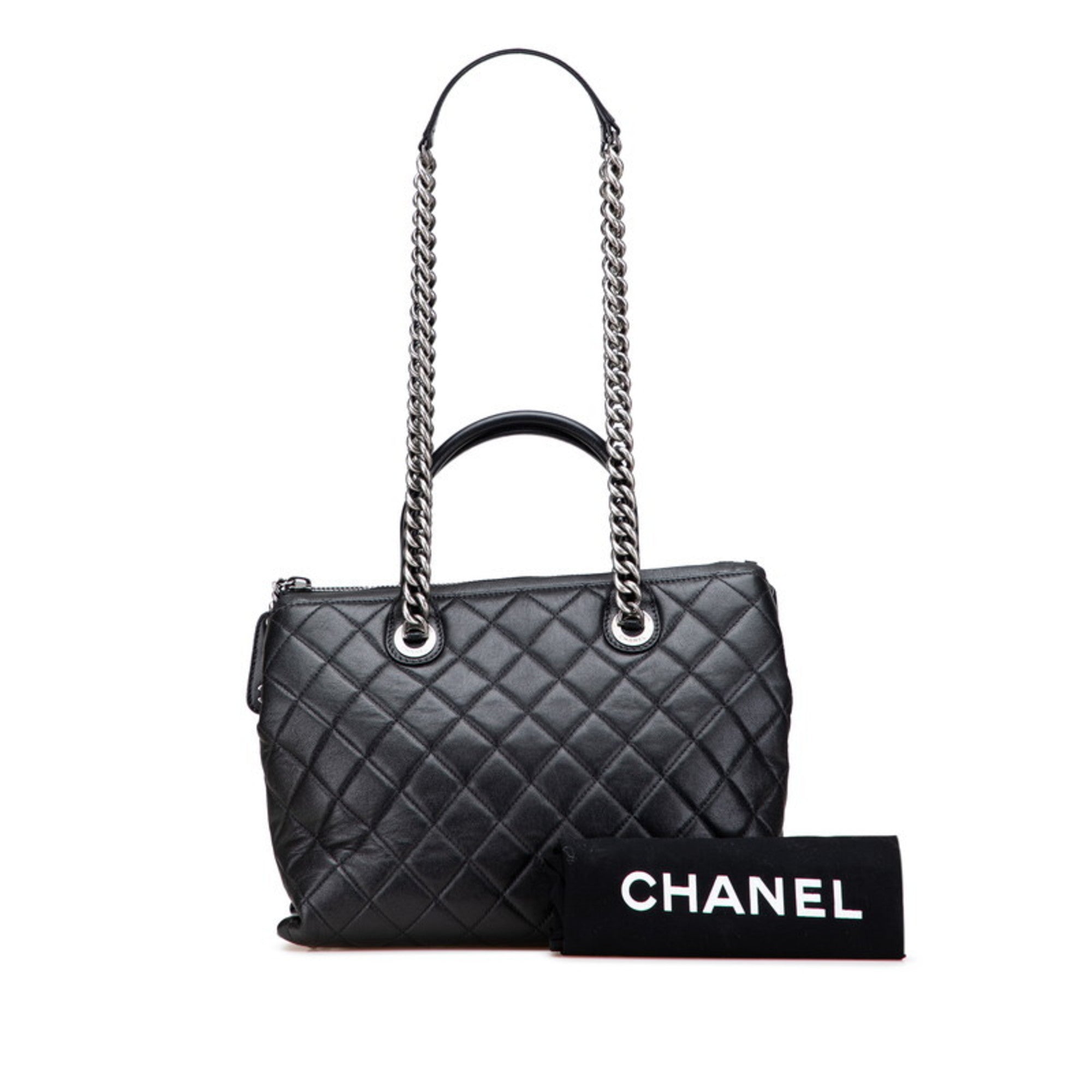 Chanel Black Leather Handbag Shoulder Bag (Pre-Owned)