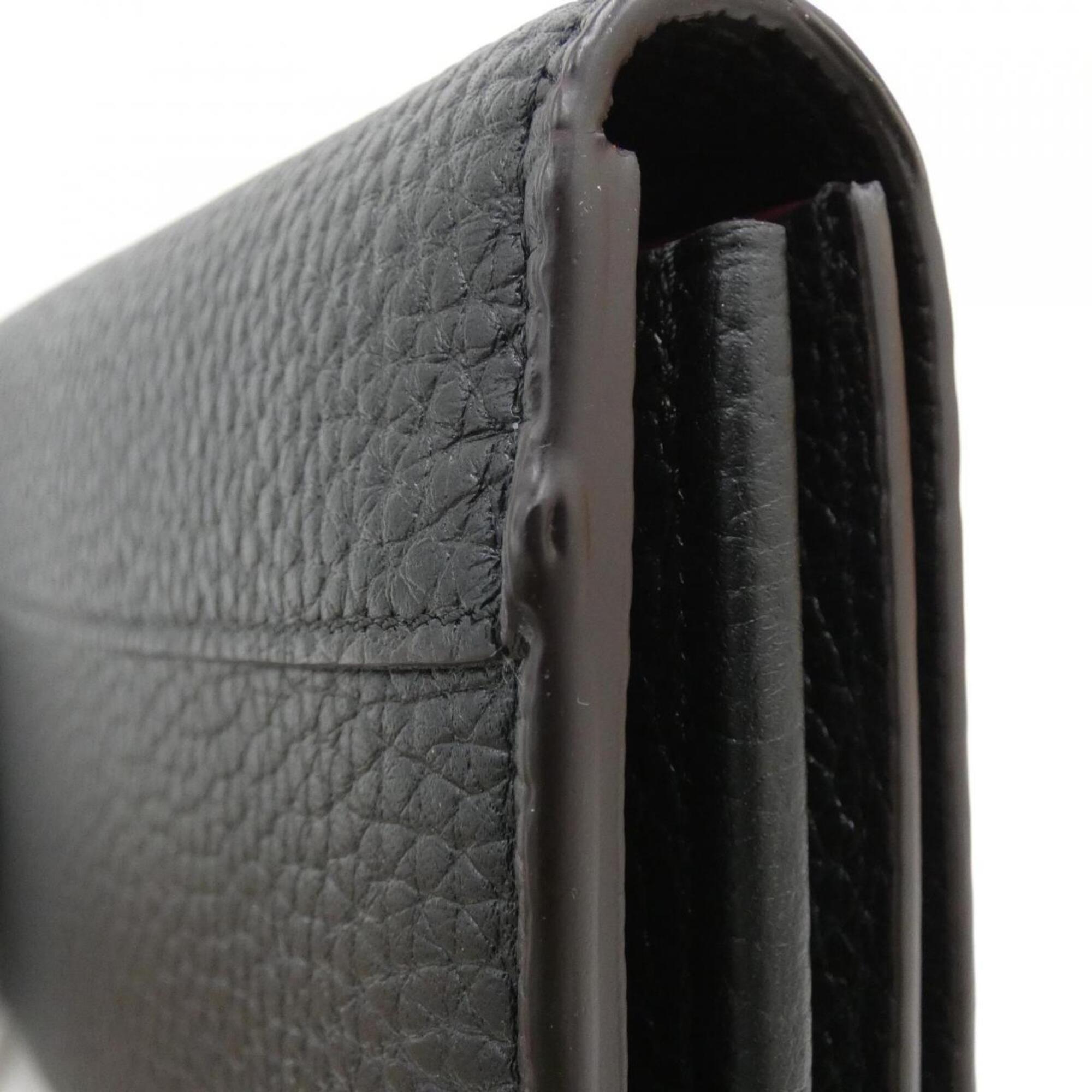 Louis Vuitton Black Leather Long Wallet (Bi-Fold) (Pre-Owned)