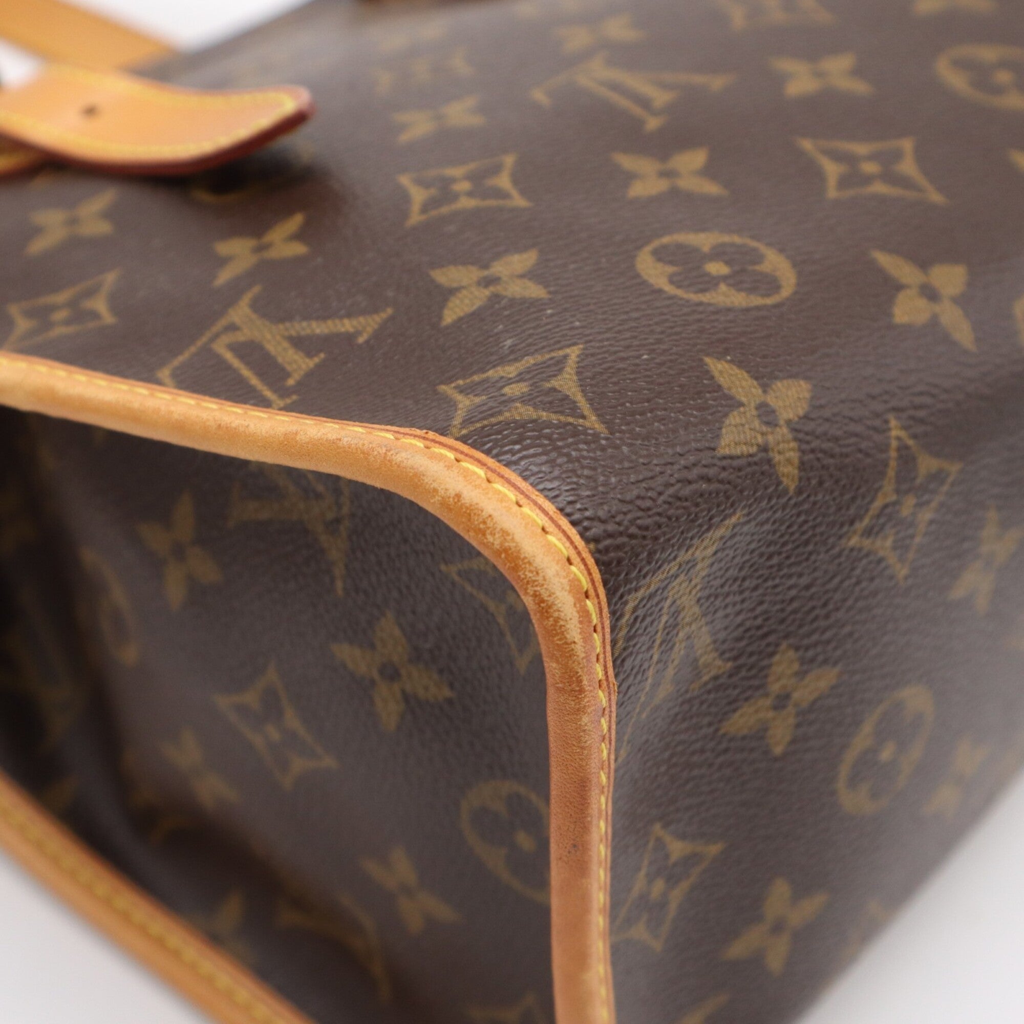 Louis Vuitton Monogram Beige Brown Coated Canvas Leather Handbag (Pre-Owned)